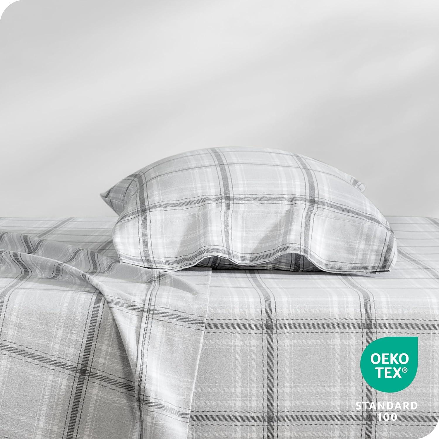 Tartan Plaid Cotton Flannel Twin XL Sheet Set by Bare Home