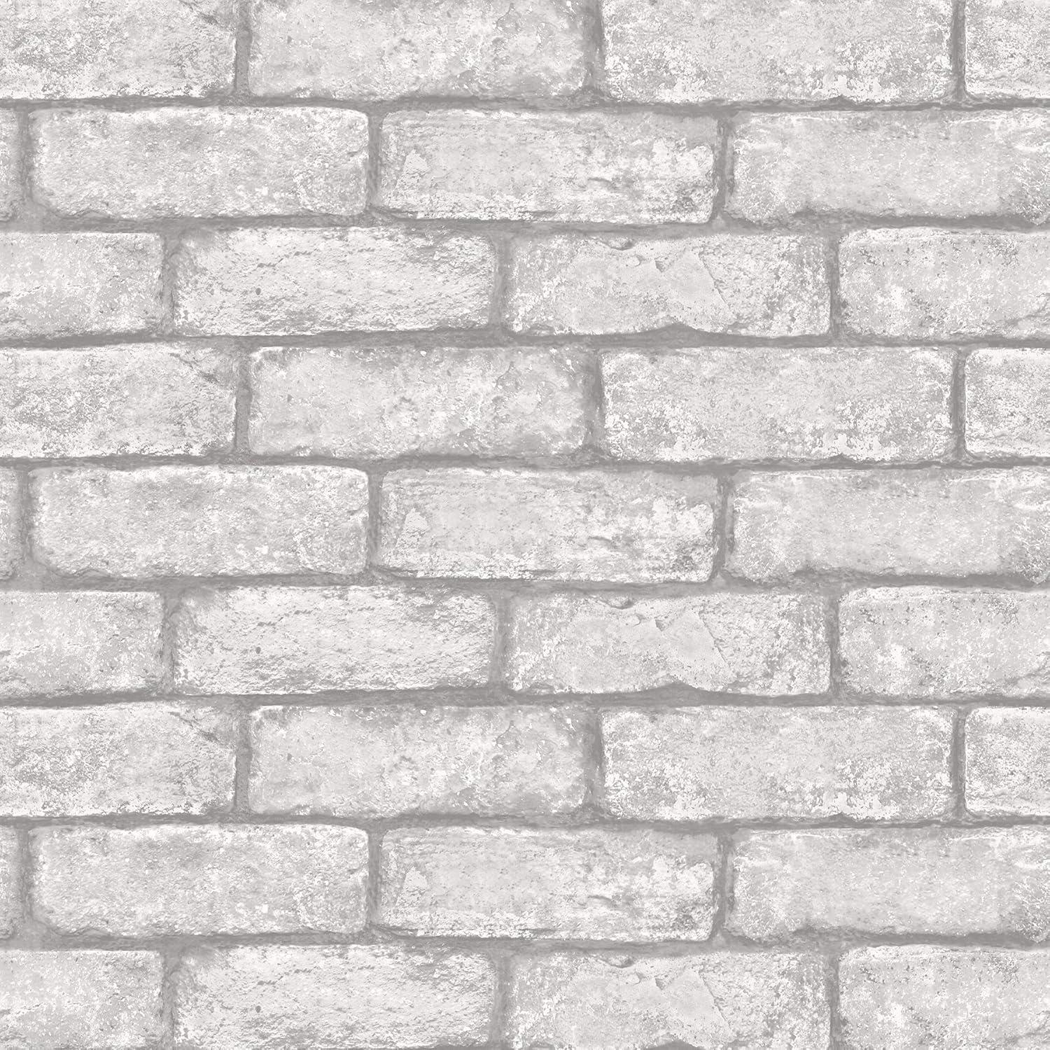 20.5 in. x 16.5 ft. Cambridge Brick Grey Peel & Stick Wallpaper
