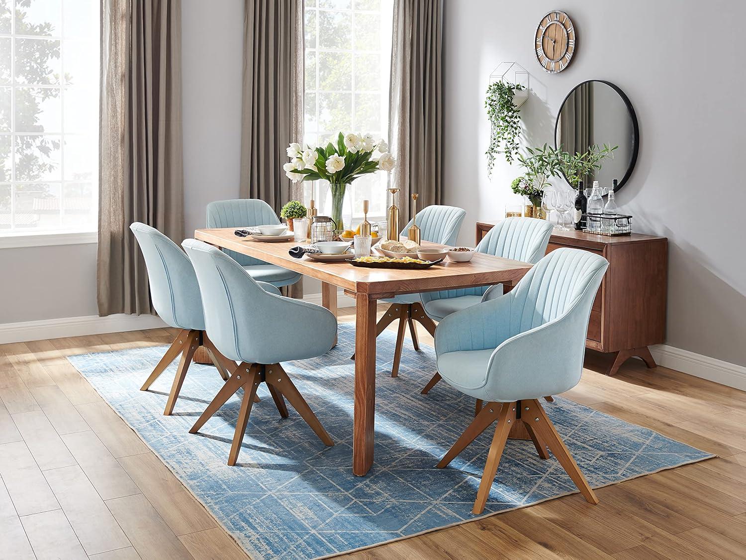 Art Leon Modern Swivel Fabric Accent Desk Chair with Beech Wood Legs, Yellow