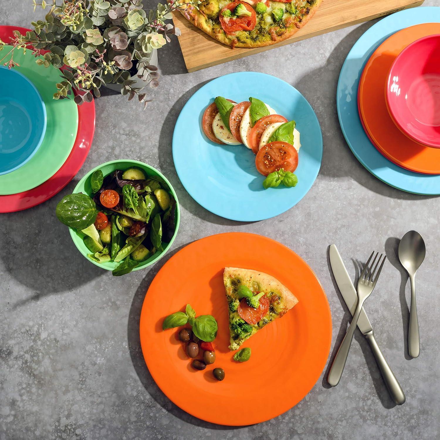 Gibson Brist 12 Piece Melamine Dinnerware Set in Assorted Colors