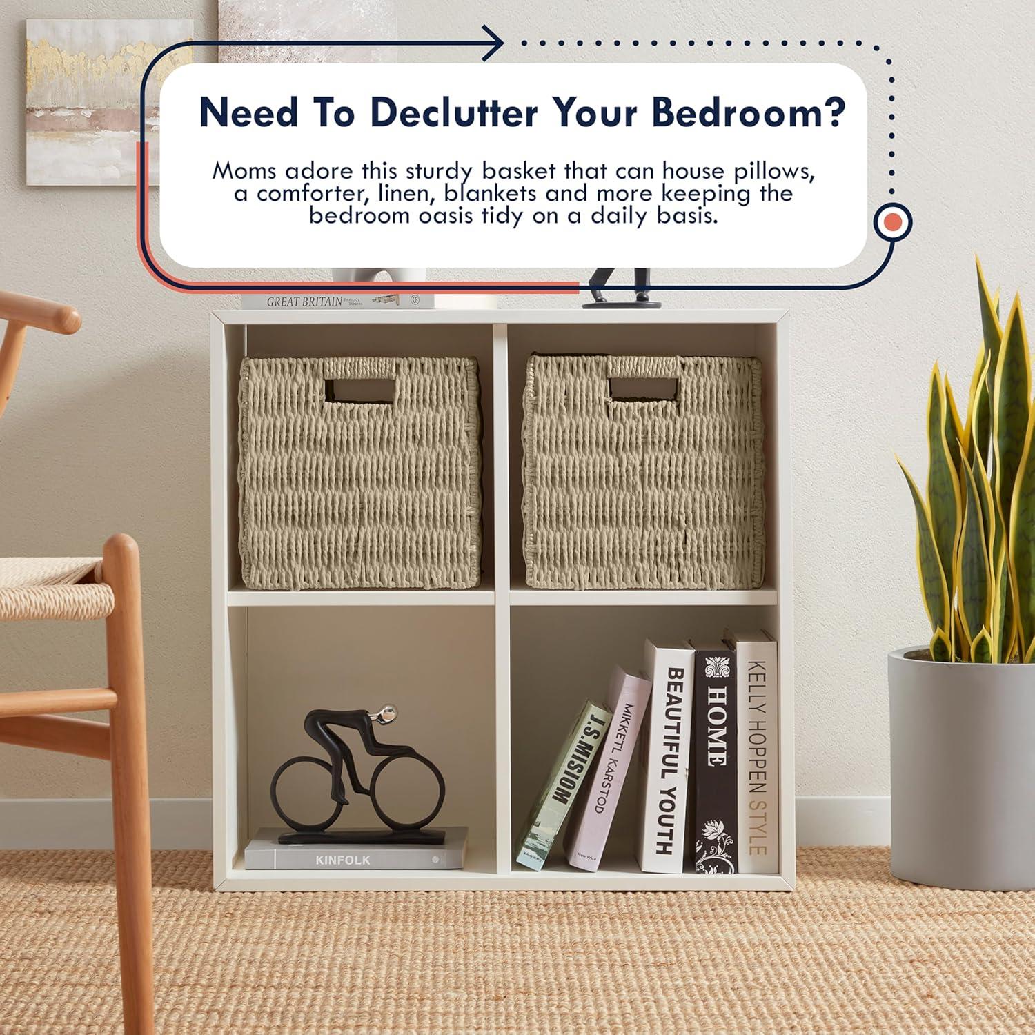 Latitude Run® 2 Pack Wicker Paper Storage Basket Cube Bin (Set of 2)