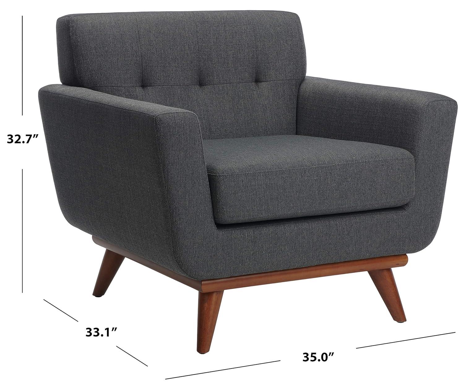 Opal Linen Tufted Arm Chair - Dark Teal - Safavieh