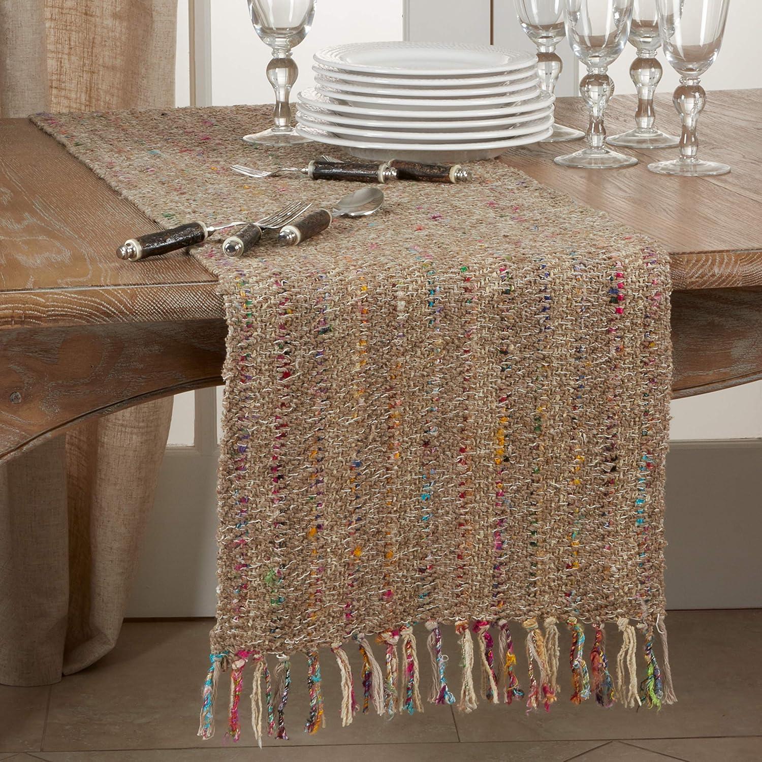 Bohemian Cotton Fringe Brown Table Runner