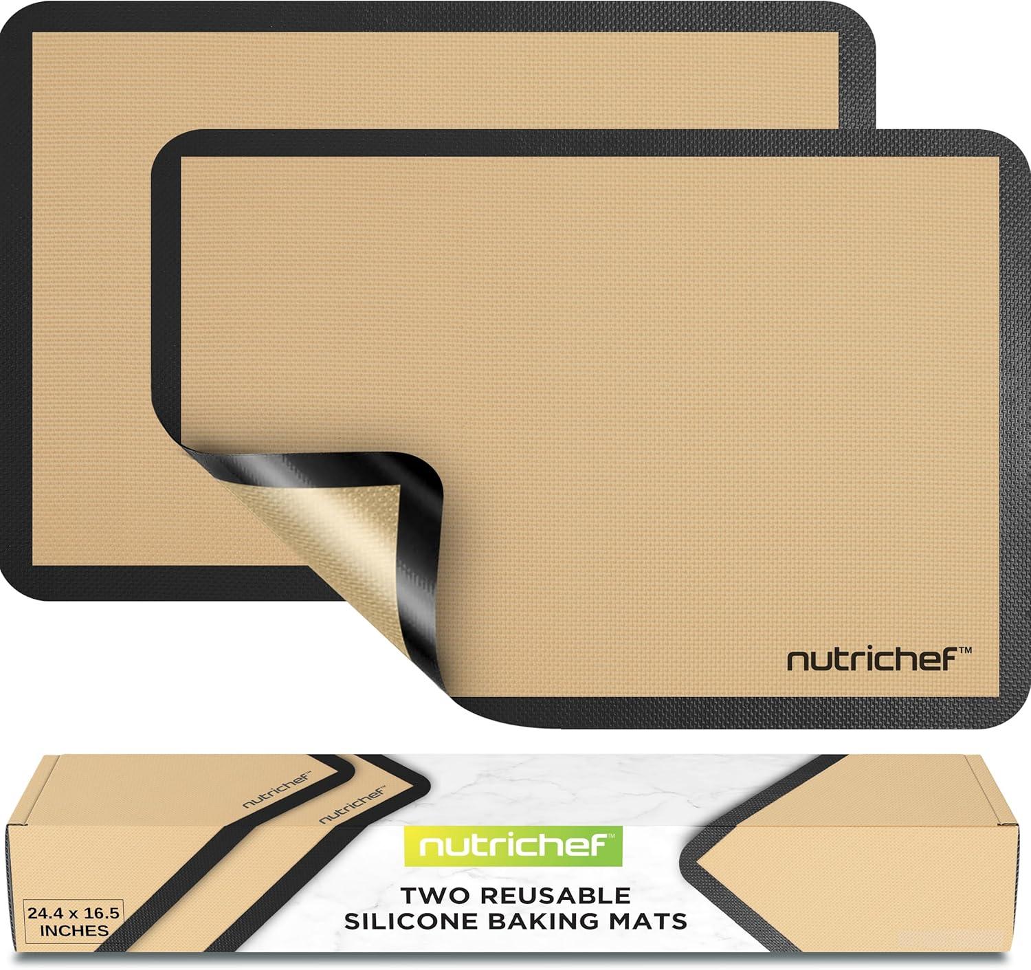 Nutrichef 2 - Pc Silicone Baking Mats - Brown & Black