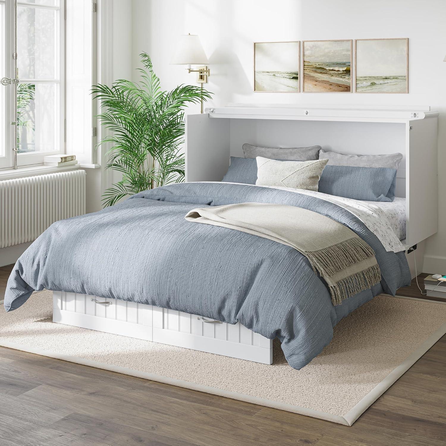 Queen Nantucket Murphy Bed Chest USB Turbo Charger White - AFI