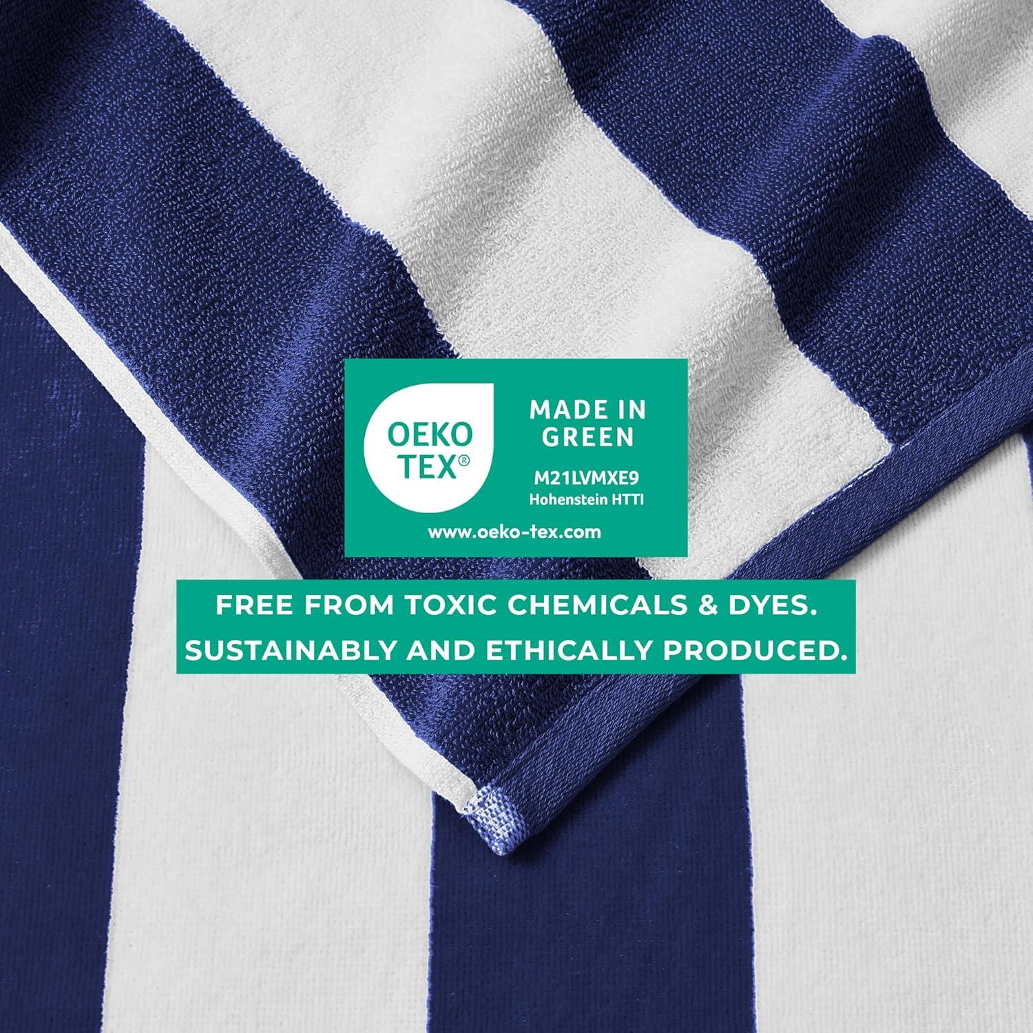 100% Cotton Cabana 4 Pack Beach Towels - Great Bay Home (30" x 60", Navy)