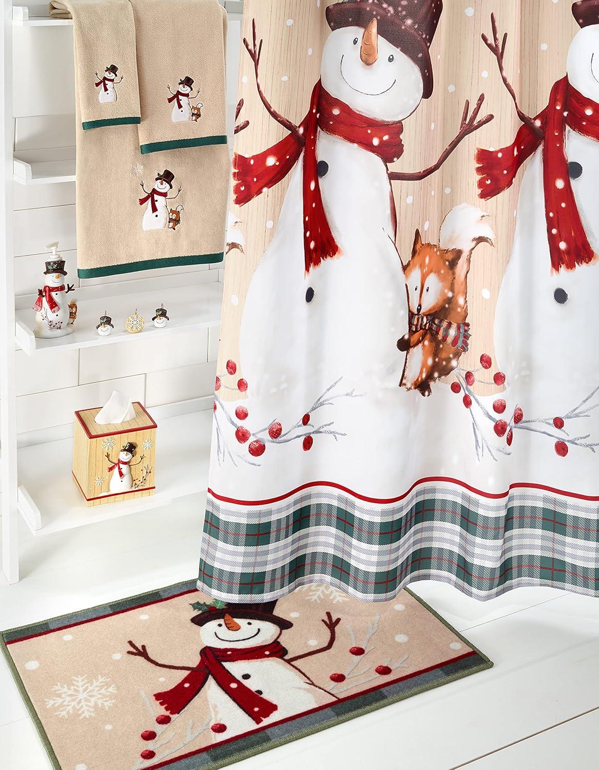 Holiday Snowman and Snowflake Resin Shower Curtain Hooks Set