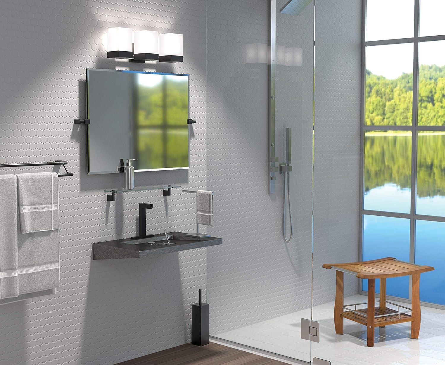 Bleu Frameless Rectangle Wall Mirror | Pivoting Bathroom Vanity Mirror