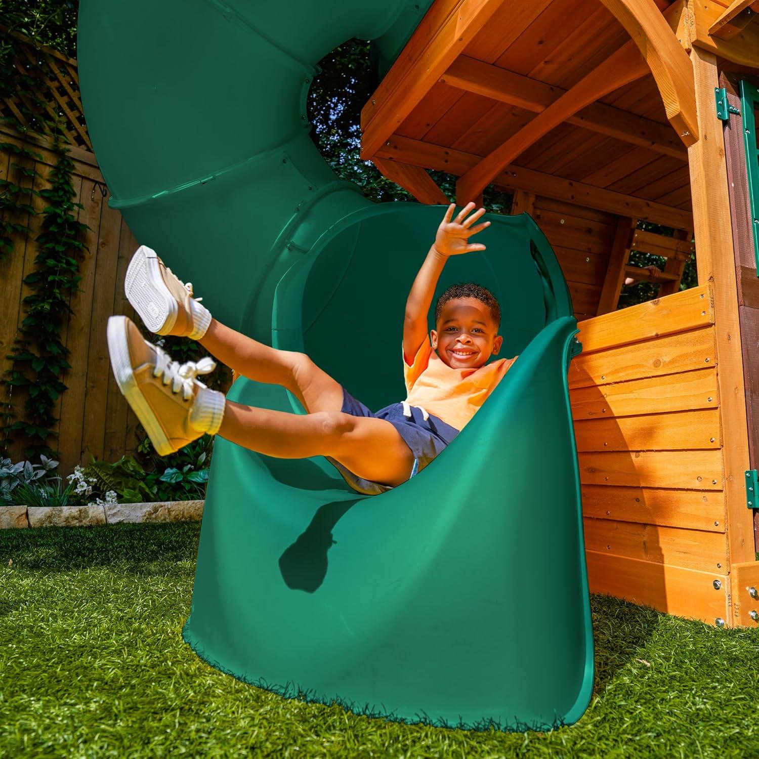KidKraft KidKraft Boulder Station Wooden Swing Set / Playset with Tube Slide