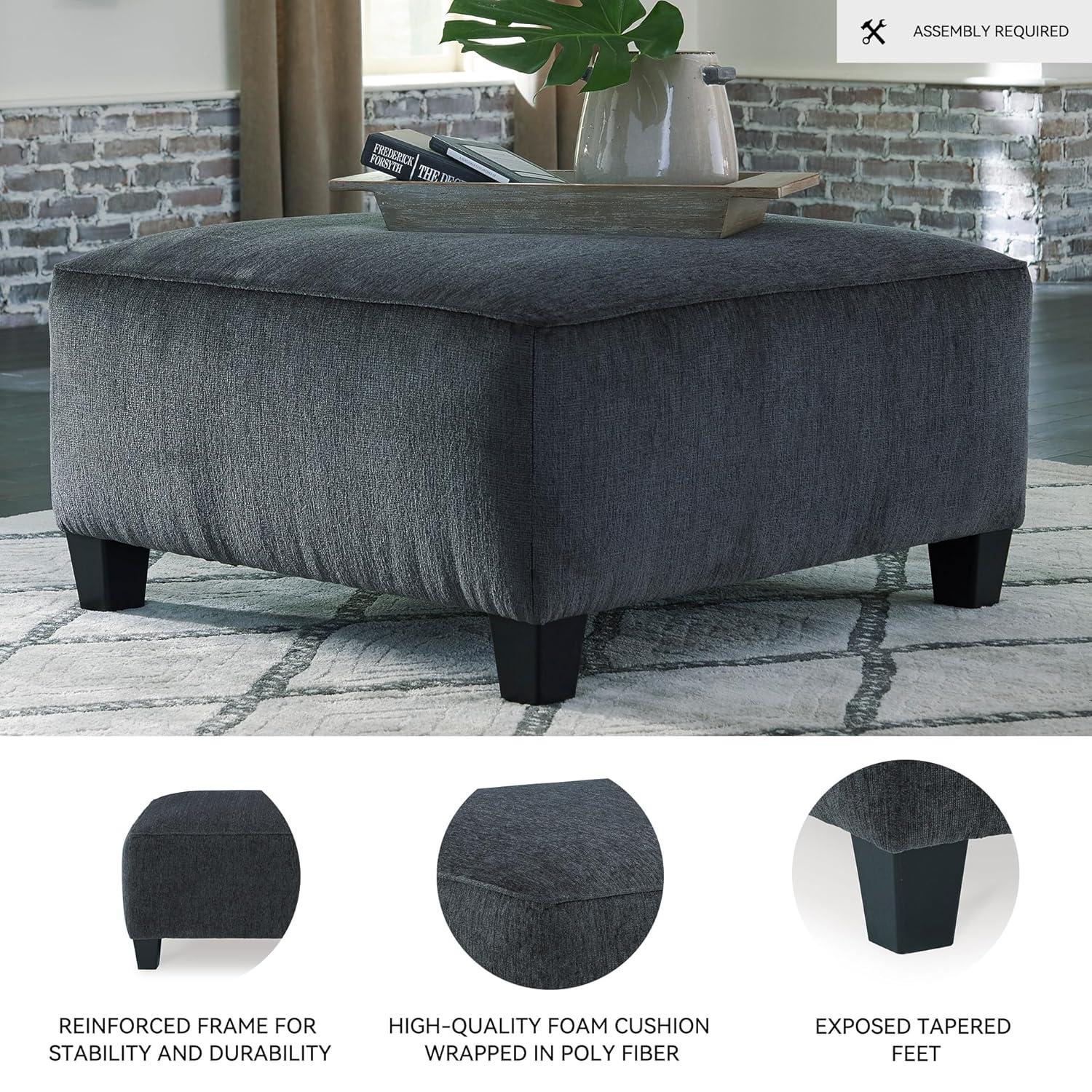 Signature Design by Ashley Contemporary Abinger Oversized Accent Ottoman Chenille Smoke