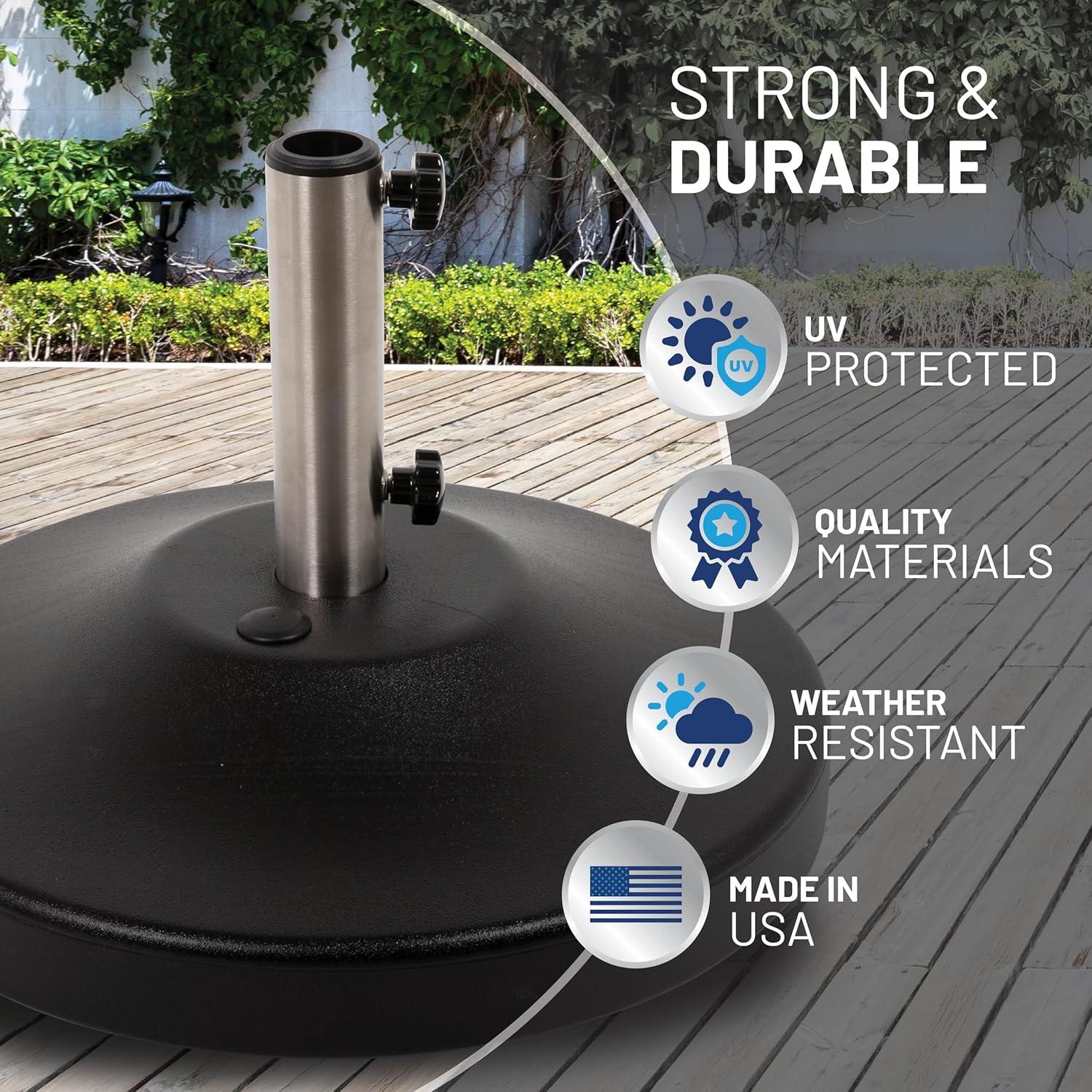 US Weight Free-Standing Fillable Umbrella Base - Rolling Base for Patio Umbrella Stand – Black