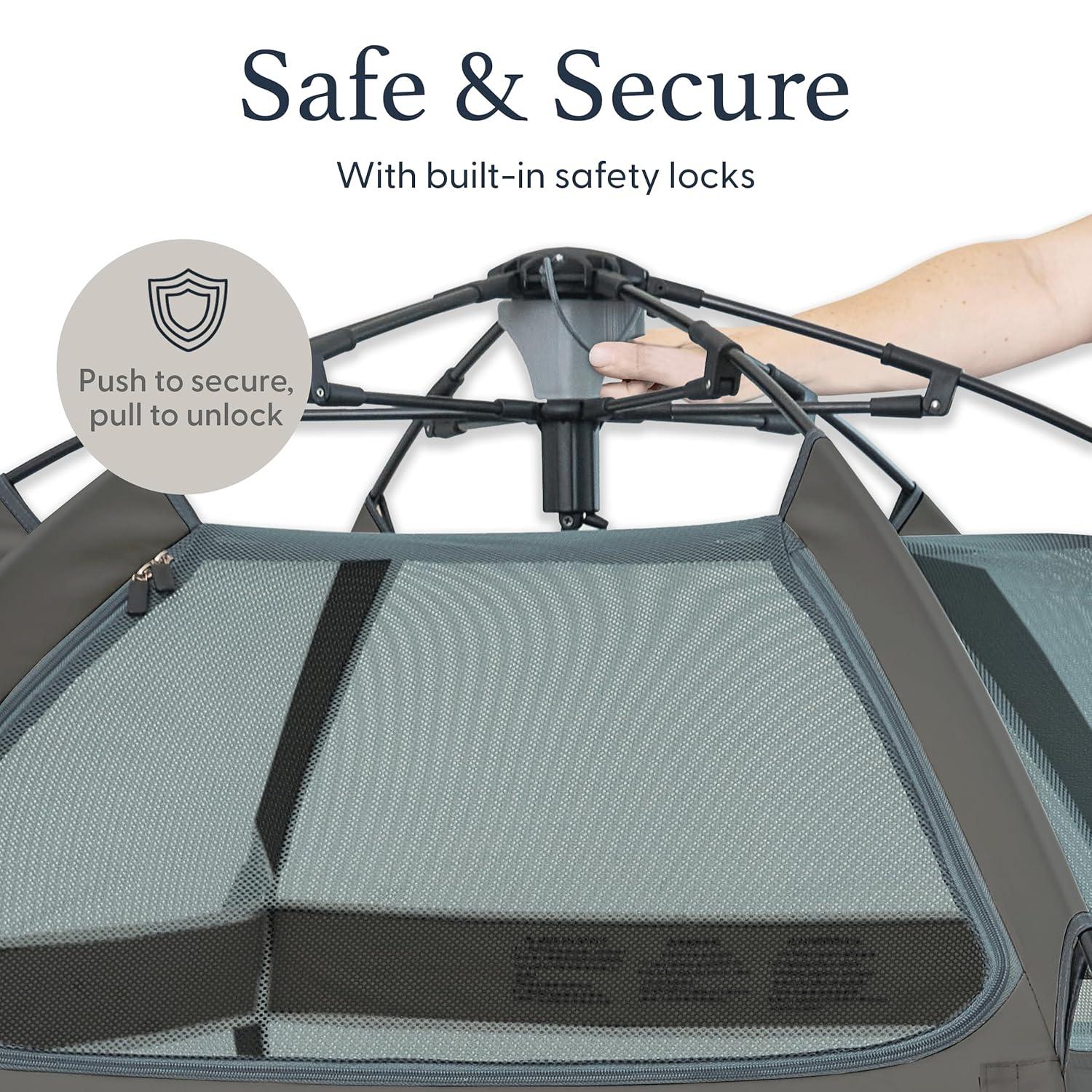 Anchor Grey Foldable Portable Baby Playpen with Canopy and Travel Bag