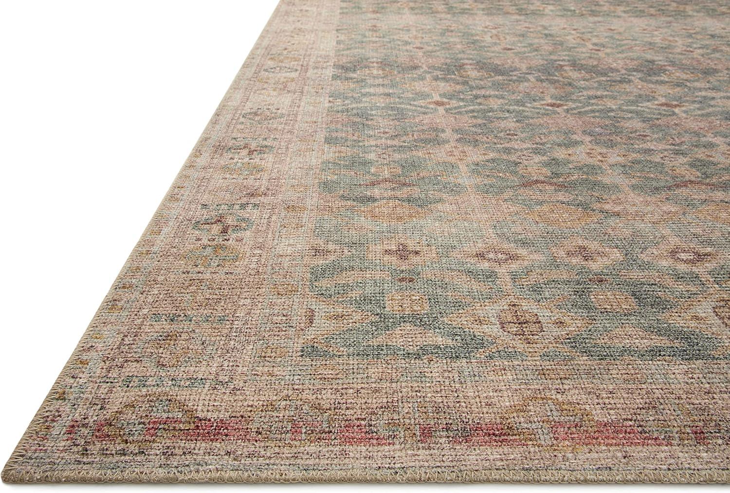 Aubrey Aqua and Sand Rectangular Synthetic Accent Rug