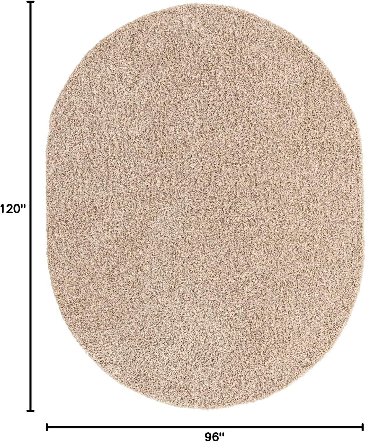 Unique Loom 8' 0 x 10' 0 Oval Solid Shag Taupe Area Rug
