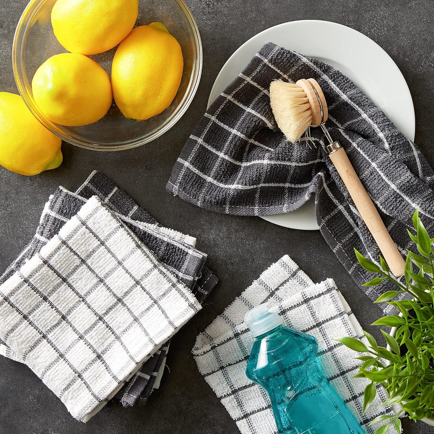 Design Imports Gray Combo Windowpane Dishcloth (Set Of 6)