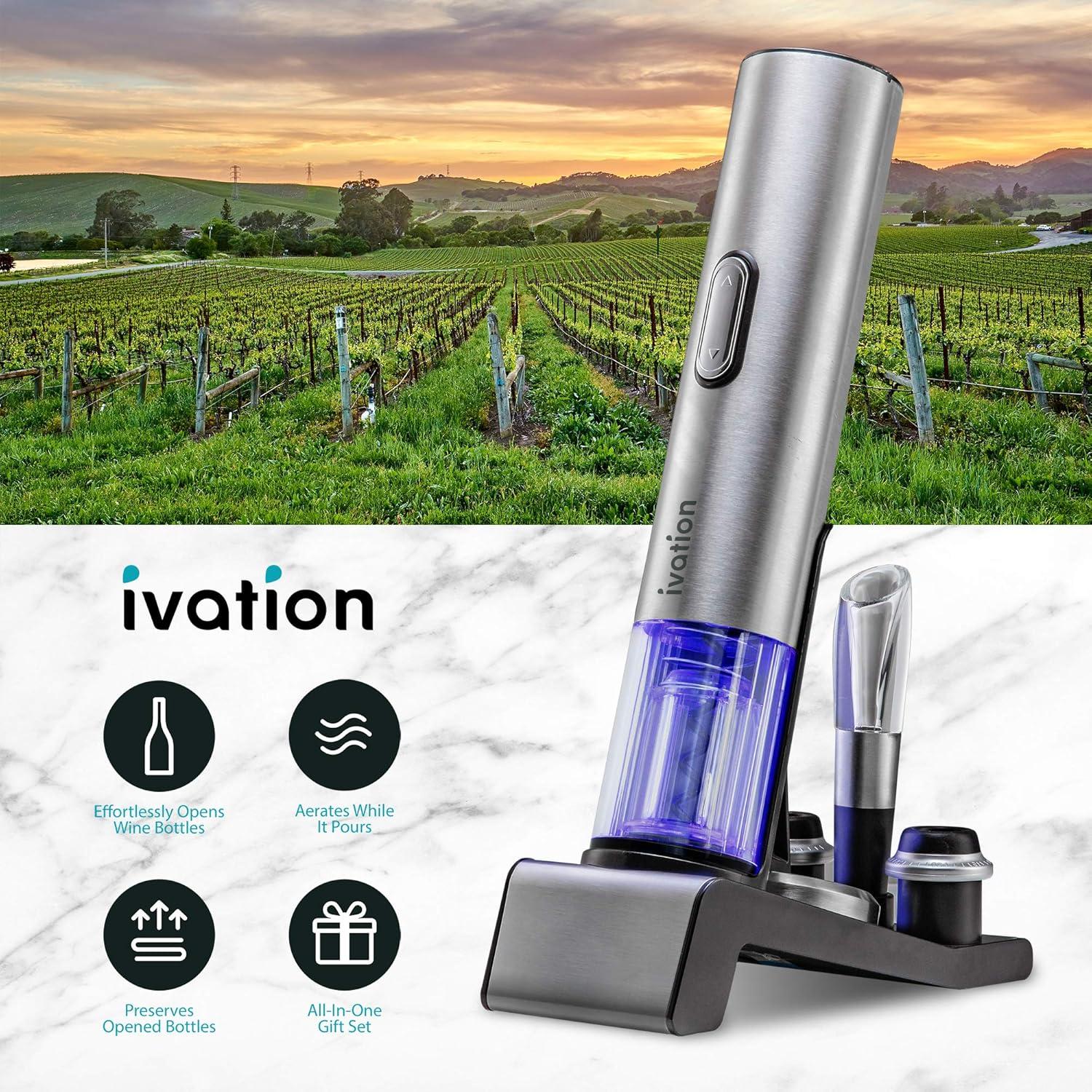 Ivation 6-Piece Electric Wine Opener Set, Deluxe Wine Opener Gift Set