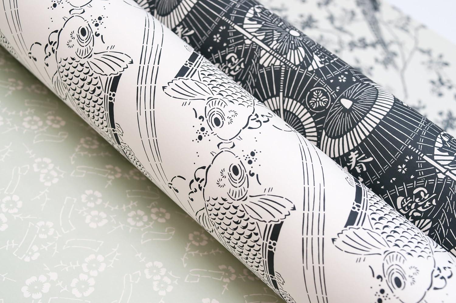 Japanese Patterns Blue and Beige High-Quality Gift Paper Book