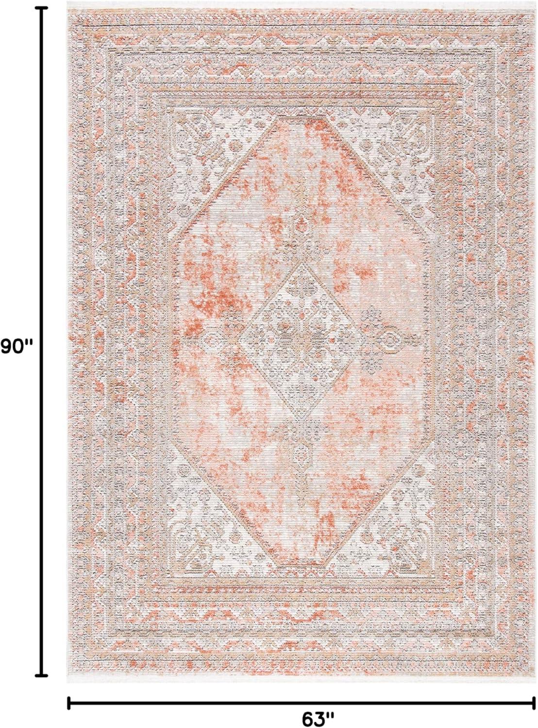 Shivan SHV725 Power Loomed Indoor Area Rug - Rose/Grey - 5'3"x7'6" - Safavieh