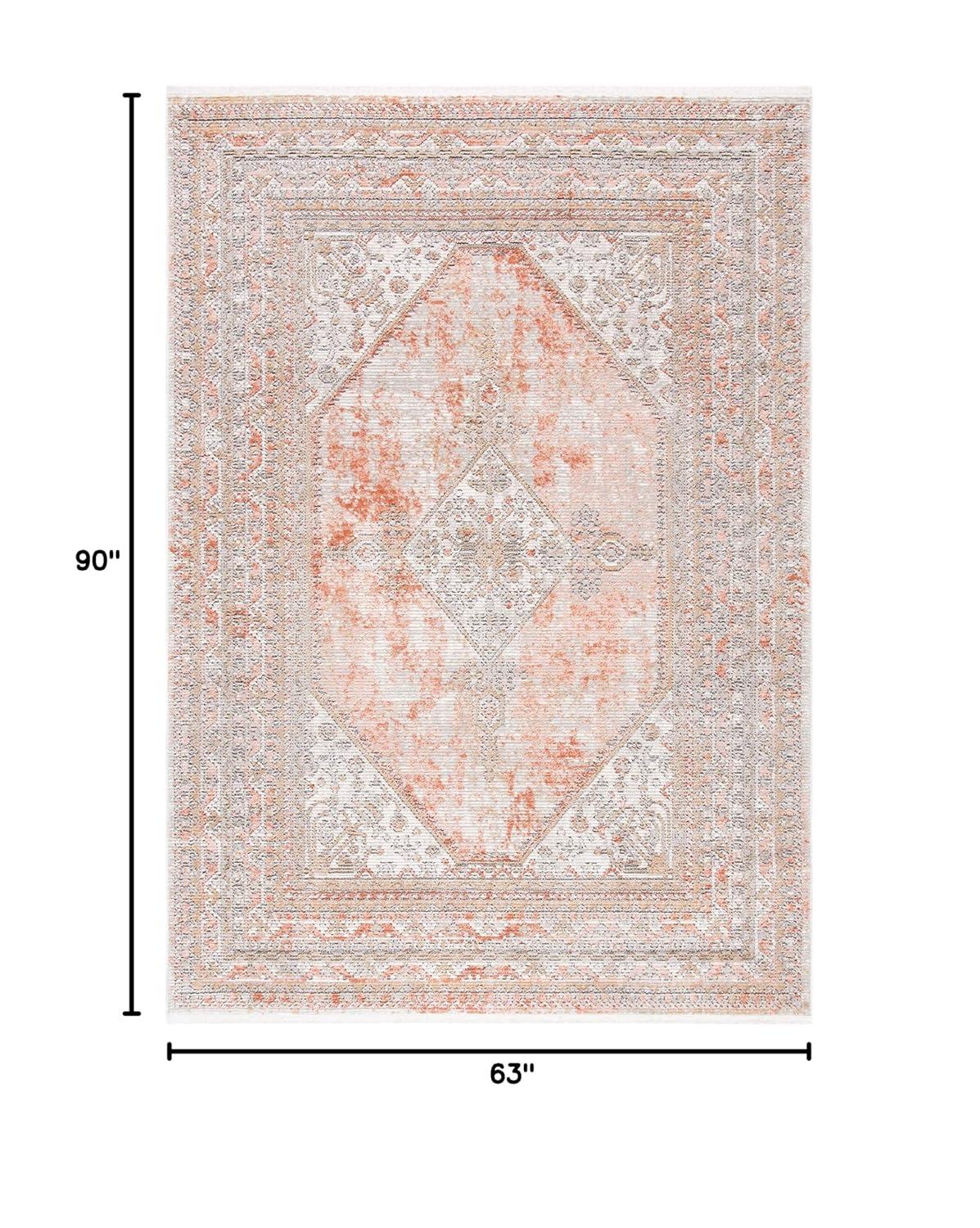 Shivan SHV725 Power Loomed Indoor Area Rug - Rose/Grey - 5'3"x7'6" - Safavieh