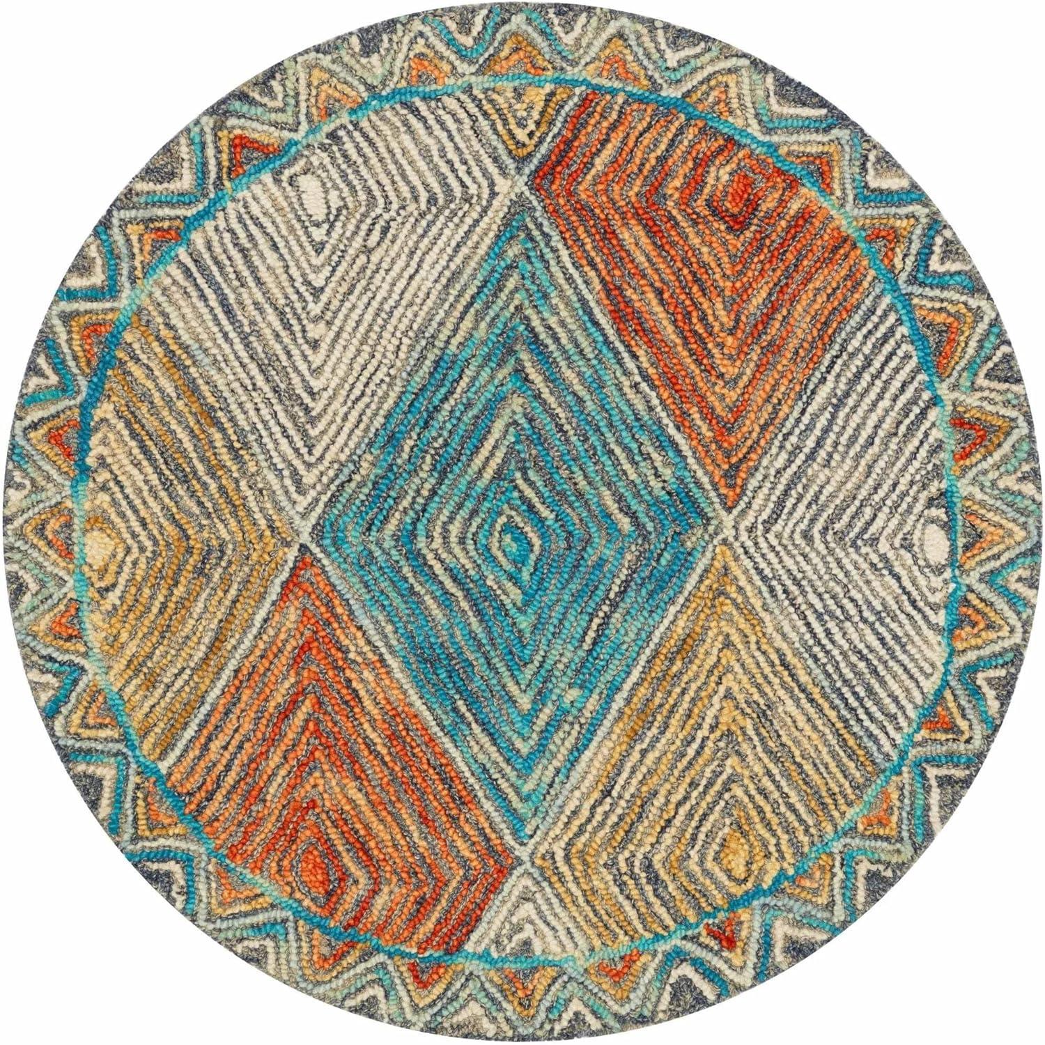 Handmade Geometric Sunset Ocean Wool Accent Rug