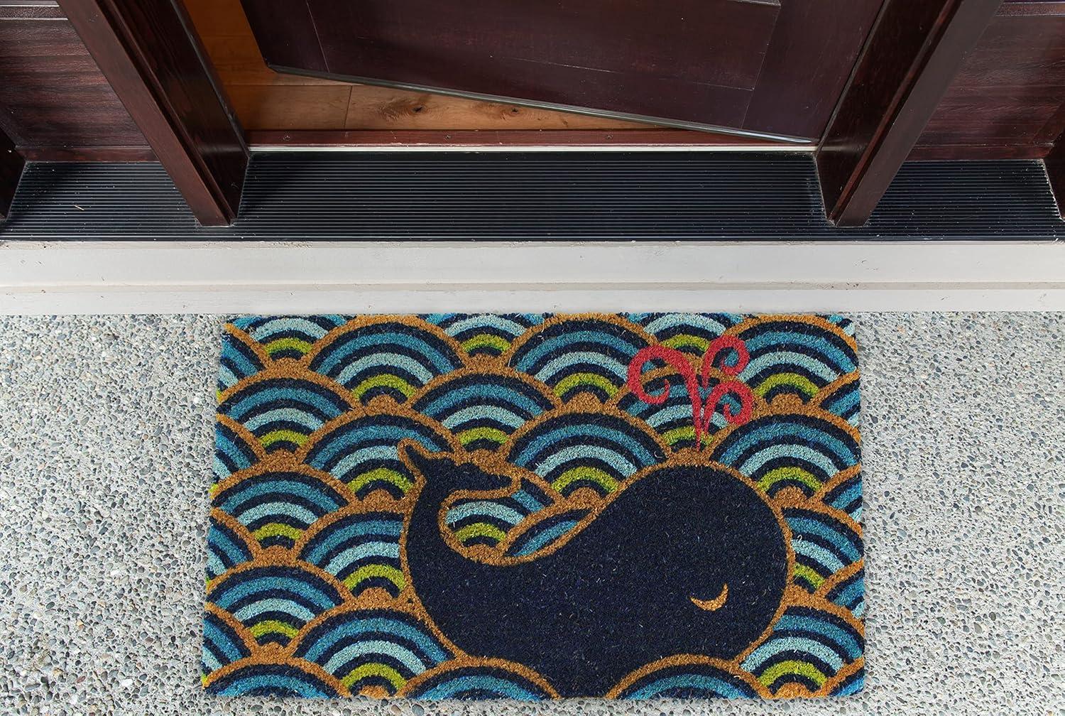 DII Animal Collection Natural Coir Doormat, 17x29", Whale