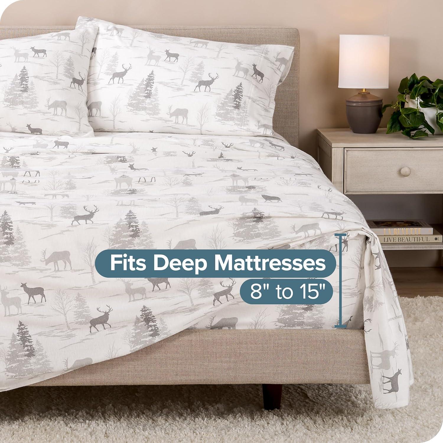 Elk Cotton Flannel Twin XL Sheet Set by Bare Home