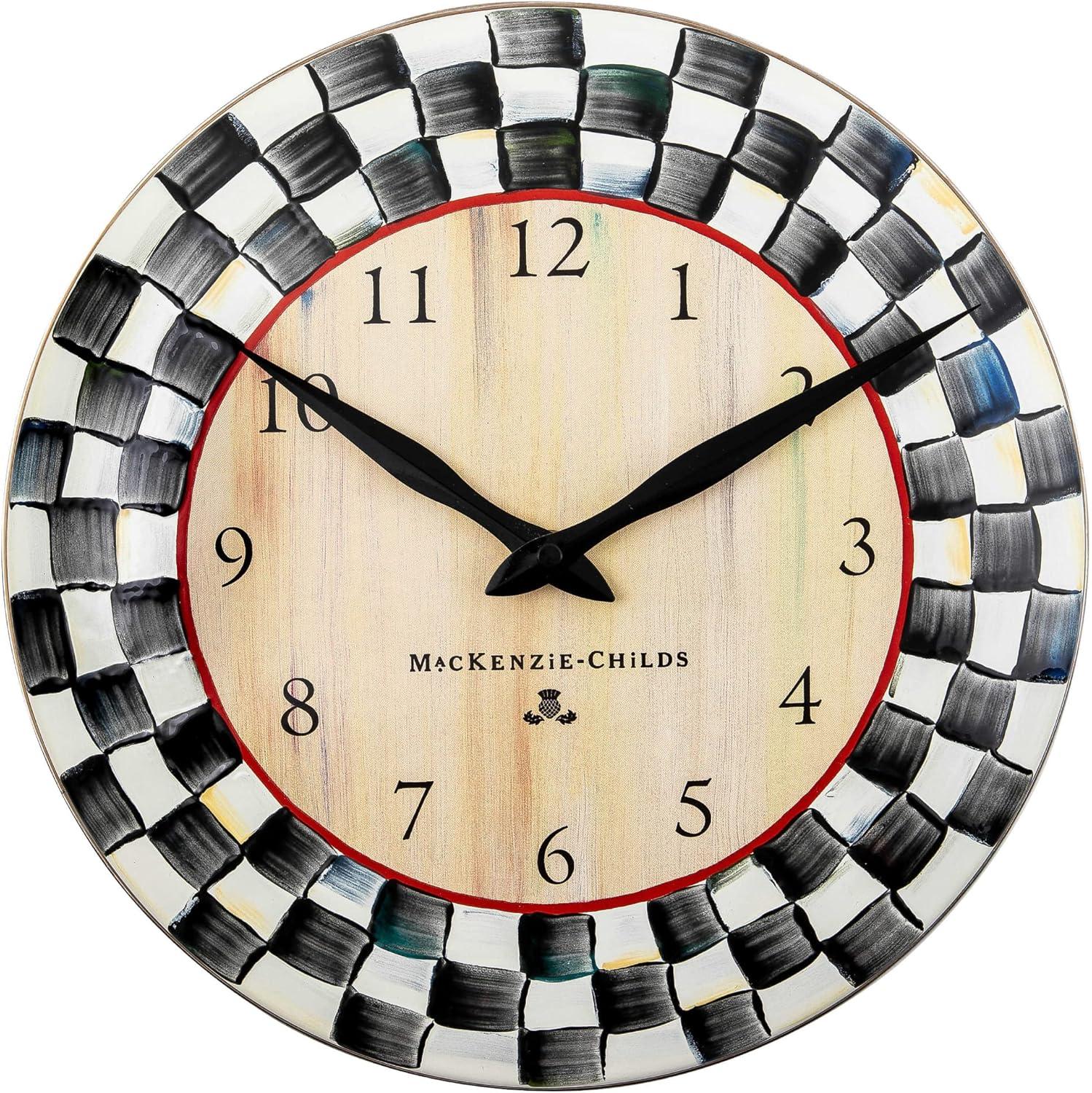 Black-and-White Courtly Check Hand-Painted Steel Wall Clock