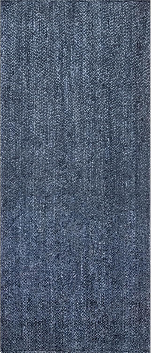 nuLOOM Rigo Hand Woven Jute Navy 2' 6" x 6' Farmhouse Runner Rug