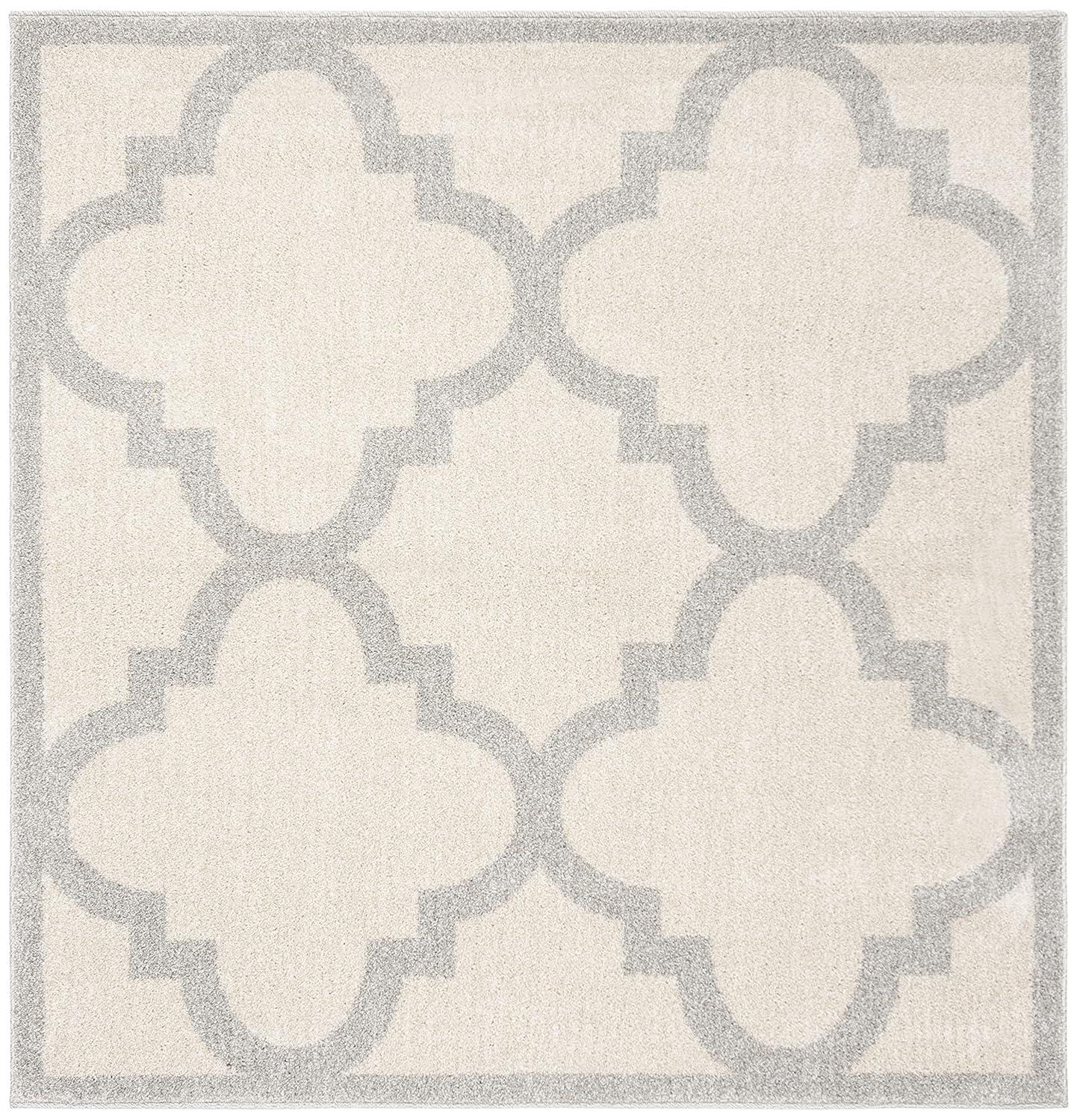 Amherst AMT423 Power Loomed Indoor Area Rug - Beige/Light Grey - 5'x5' - Safavieh