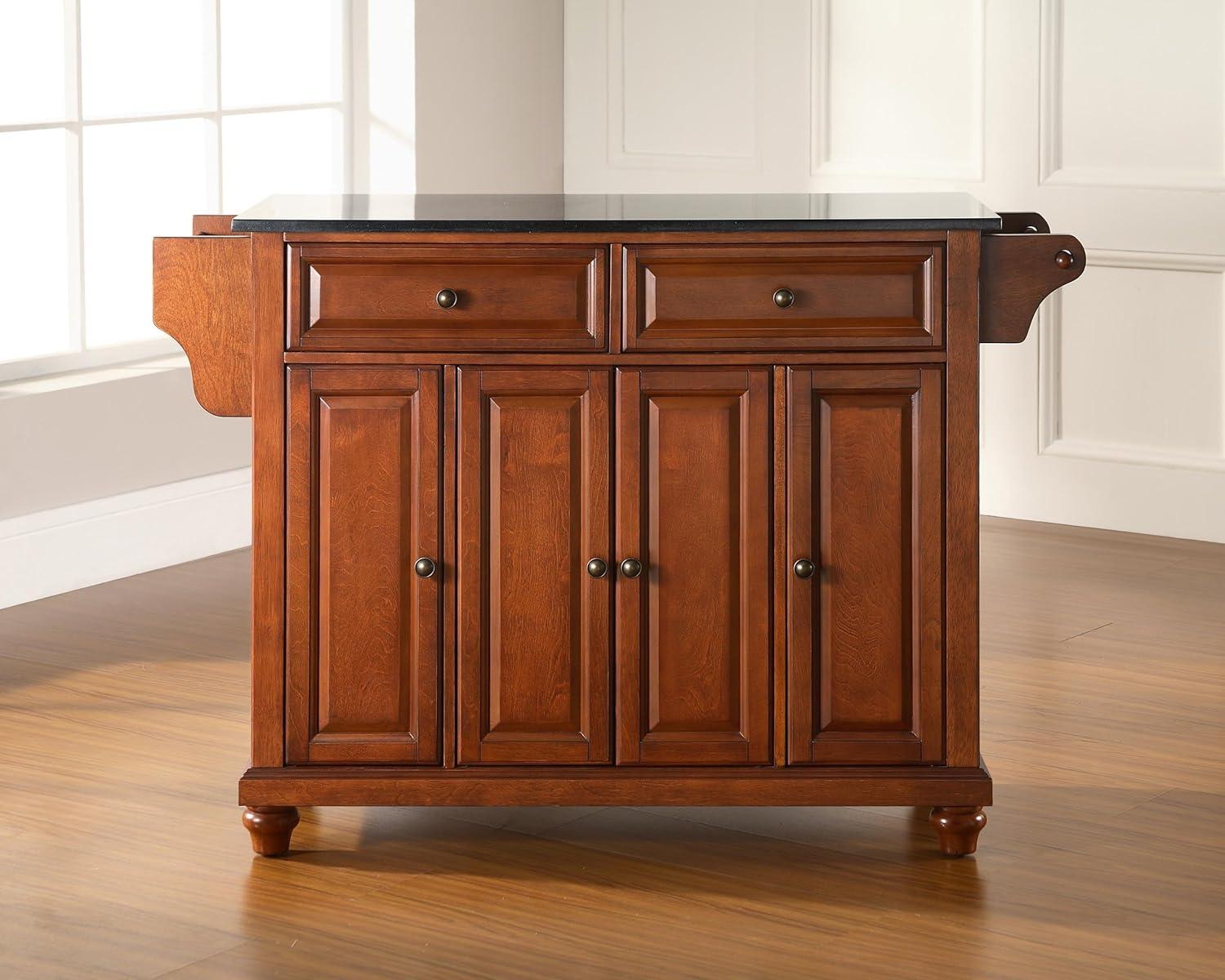 Crosley Furniture Cambridge Wood Kitchen Island in Cherry/Black