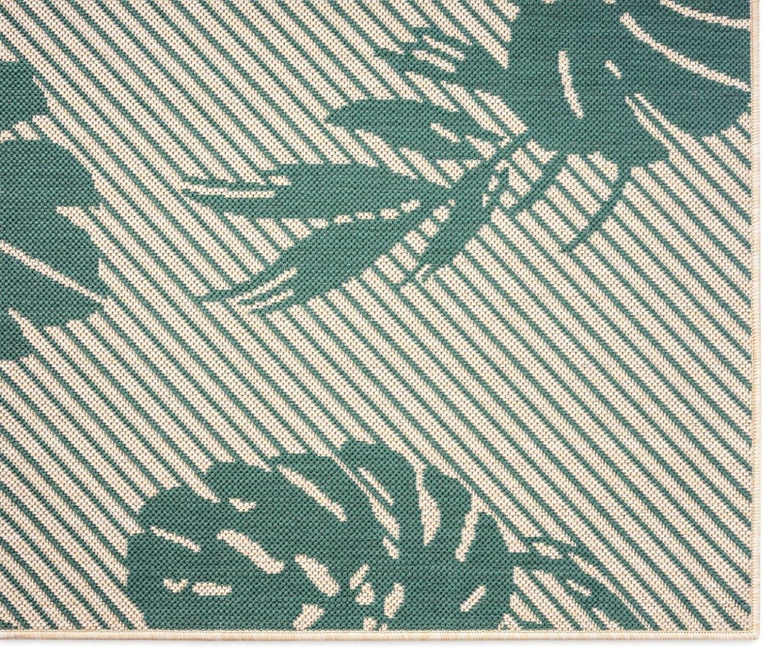 Tropical Island Vibes Reversible Beige/Green Synthetic Area Rug, 5' x 7'