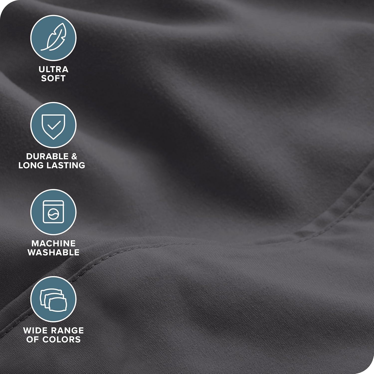 Twin XL Grey 4pc Microfiber Sheet Set by Bare Home