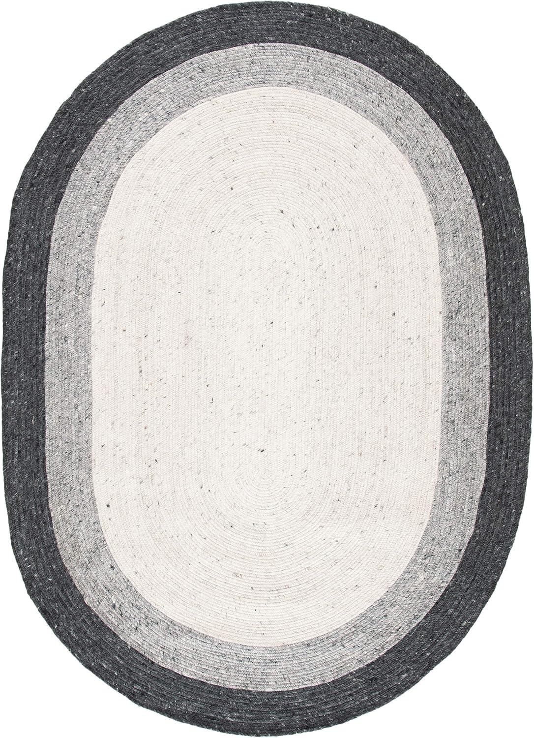 SAFAVIEH Braided Nazca Solid Bordered Area Rug, Grey/Ivory, 5' x 7' Oval