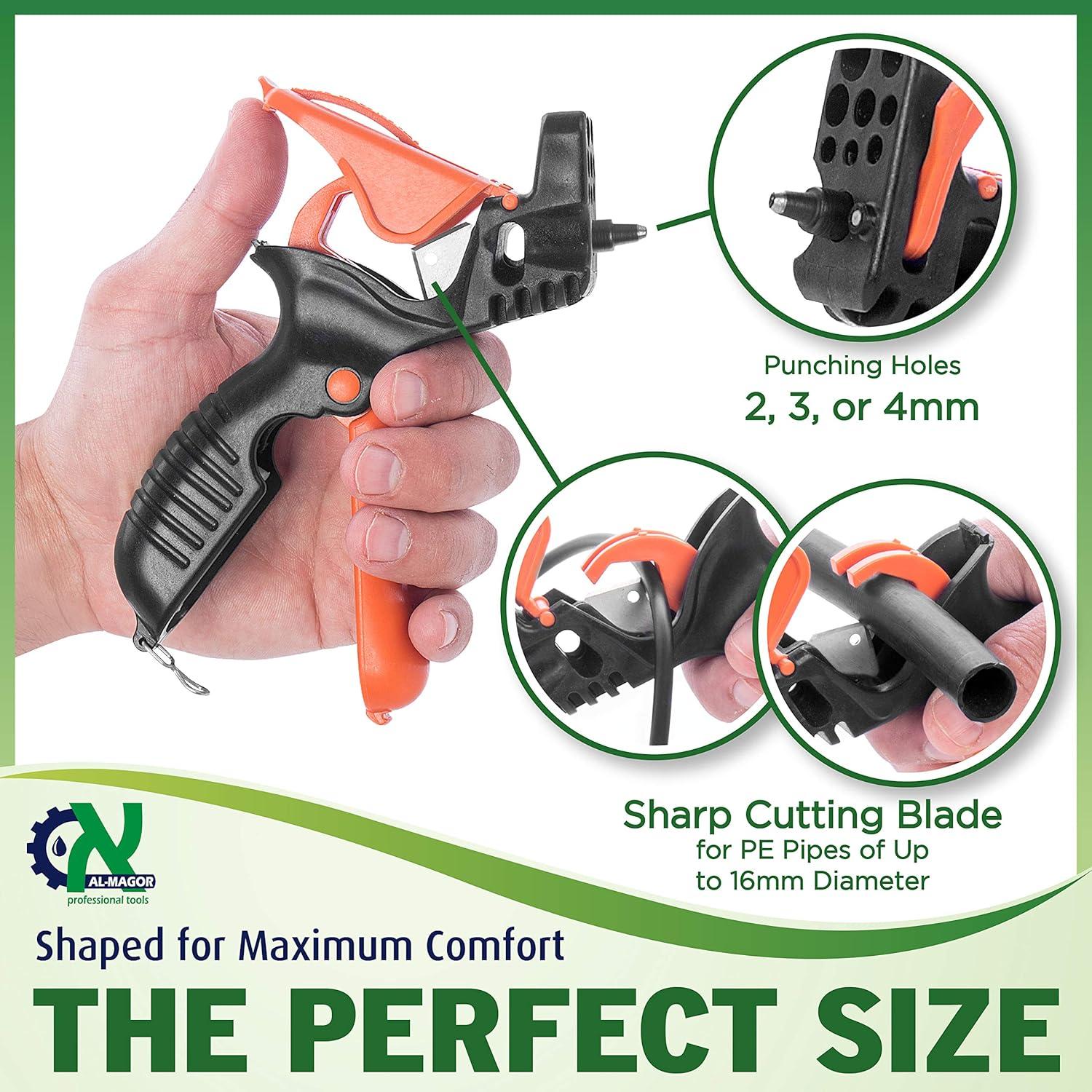 Trigger TR-3, 3 in 1 Garden Drip Irrigation Hole Punch Tool Multitask Punching Cutting Inserting Drip Irrigation Tool, 3mm Punch Tip, Blade for Cutting, Insertion Tool for Dripper 350030-P