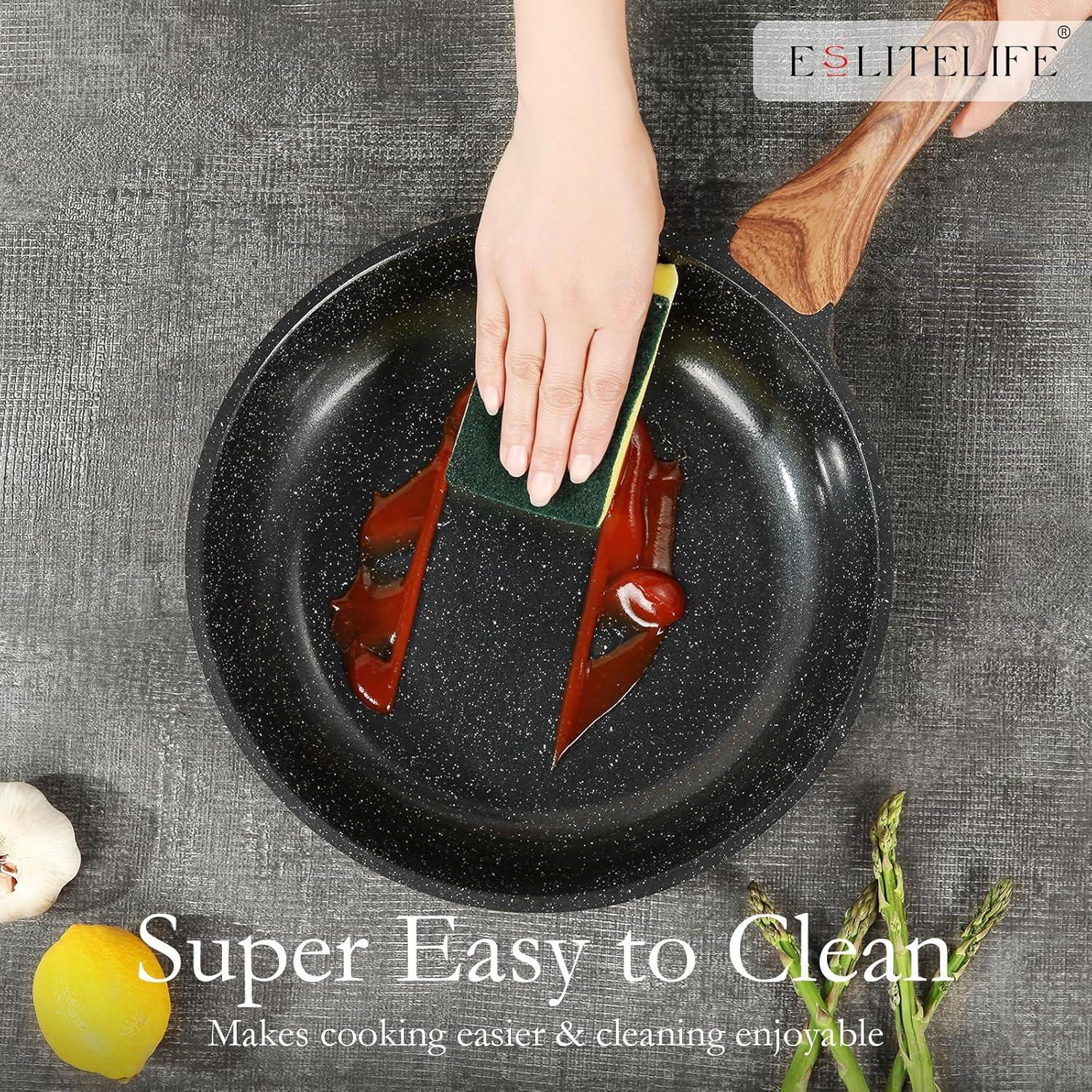 Black Nonstick Aluminum Ceramic Coated Frying Pan Set