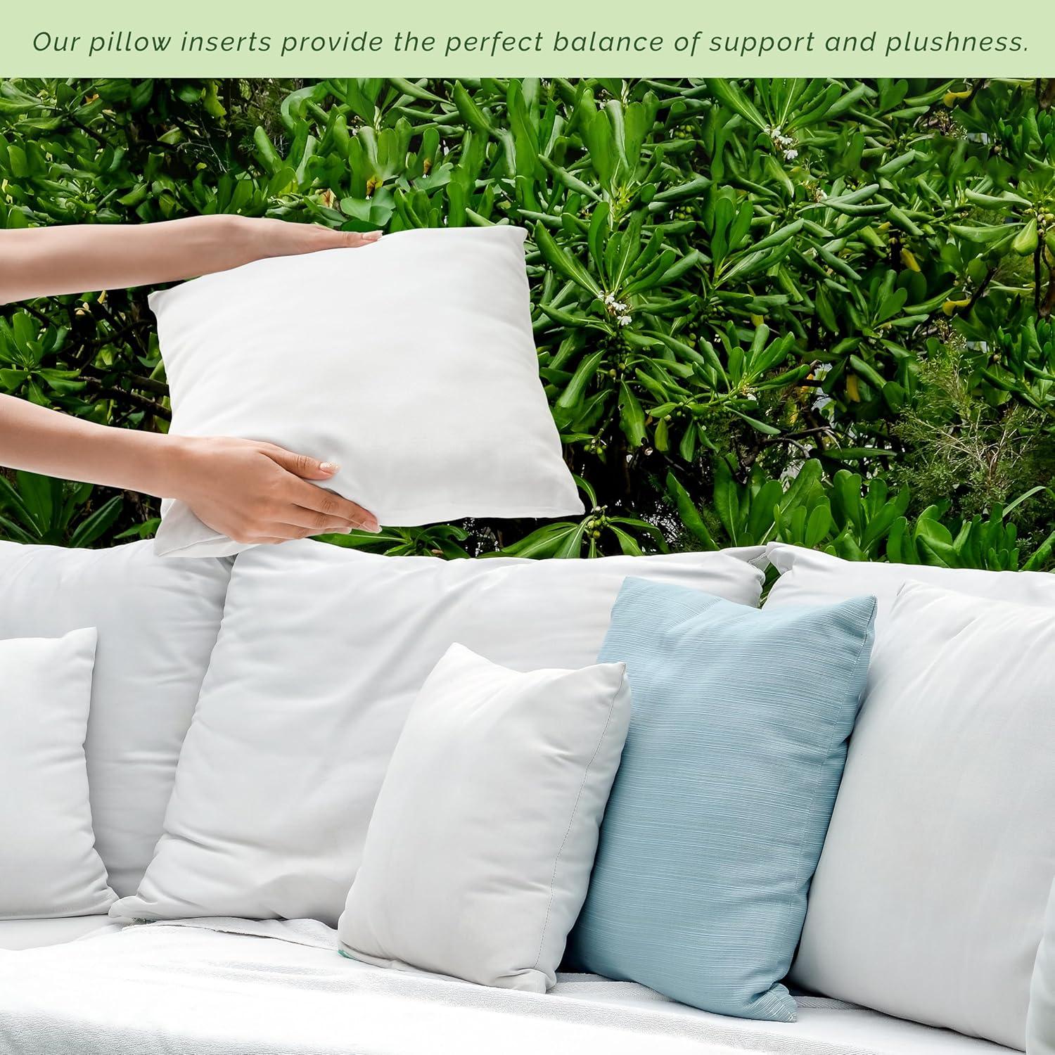 White Square Polyester Gel Fiber Throw Pillow Inserts, 12x12 Inch, Set of 2