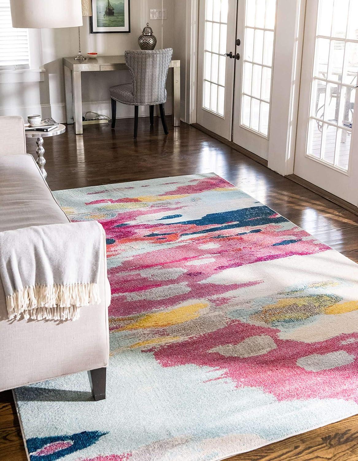 Unique Loom Estrella Collection Area Rug - Laurnell (5' 1" x 8' Rectangle Pink/Orange)