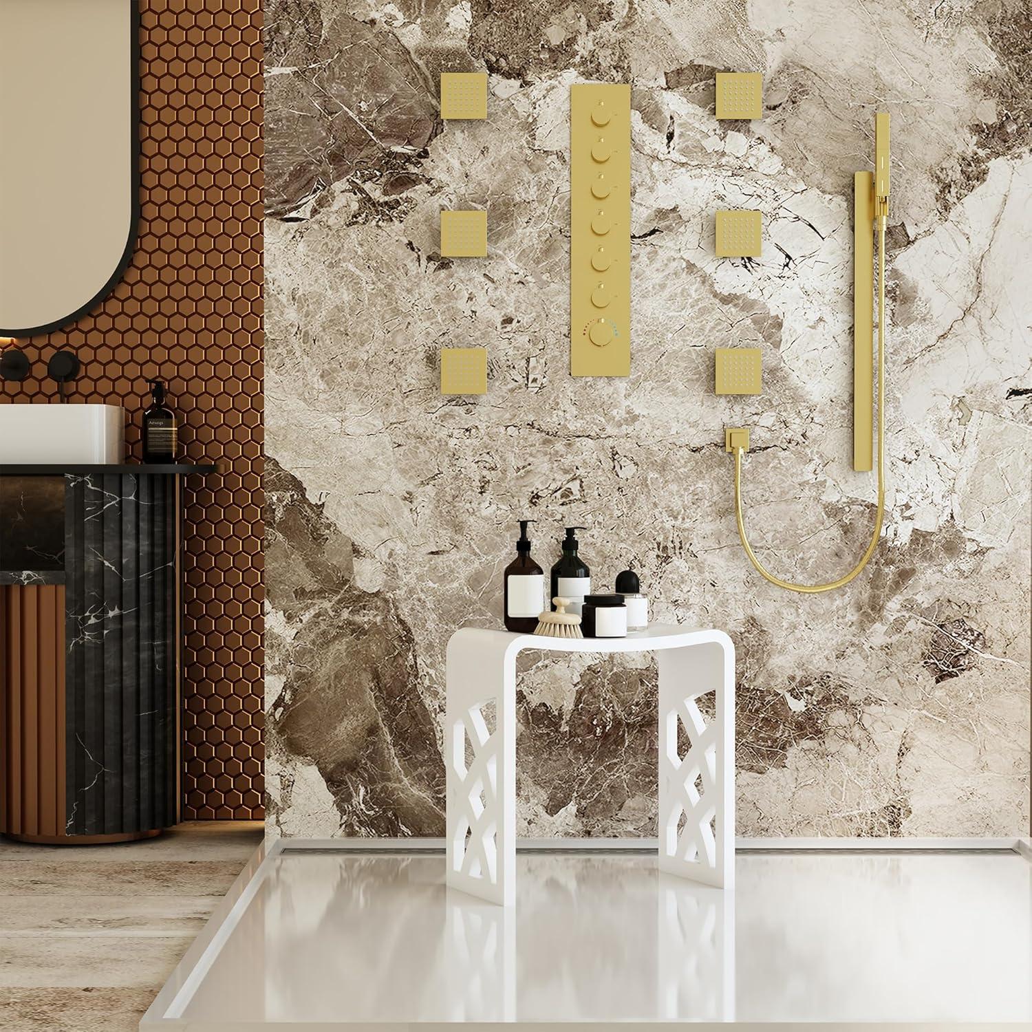 Casainc Riverside Freestanding Solid Surface Bathroom Shower Stool