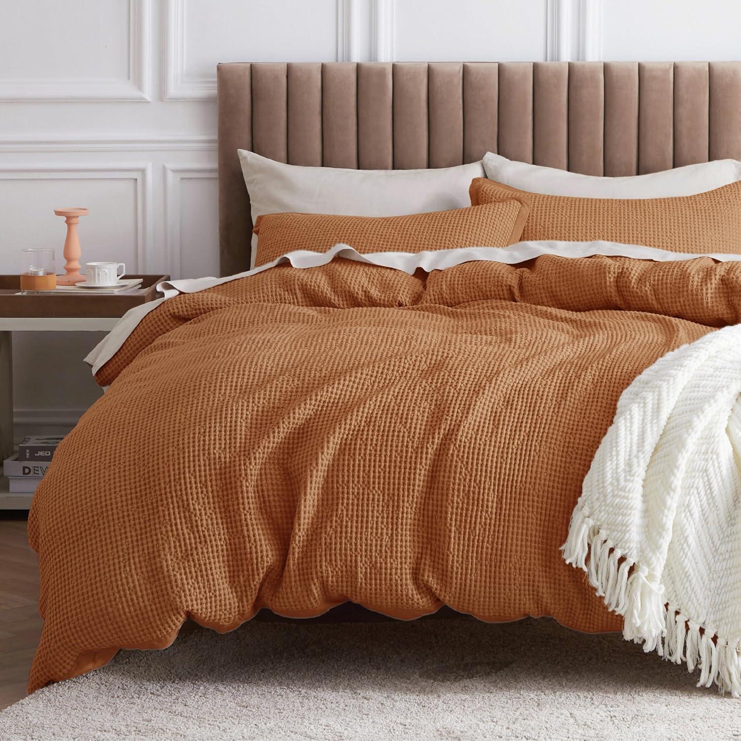 Bedsure Bedsure Cotton Duvet Cover Set - 100% Cotton Waffle Weave Coconut Duvet Cover
