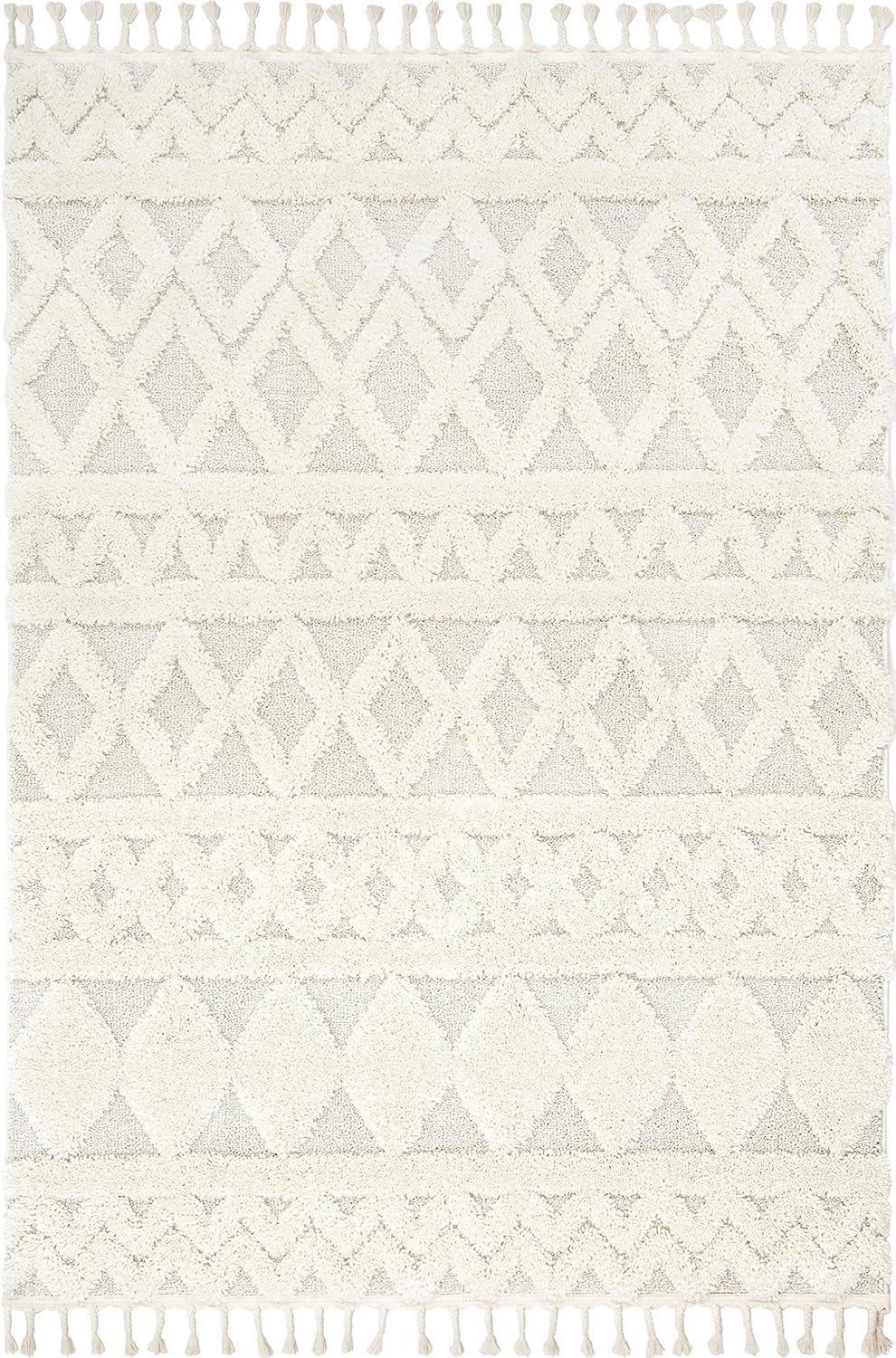 Well Woven Austen Ivory Vintage Diamond Pattern Ivory Farmhouse Rug