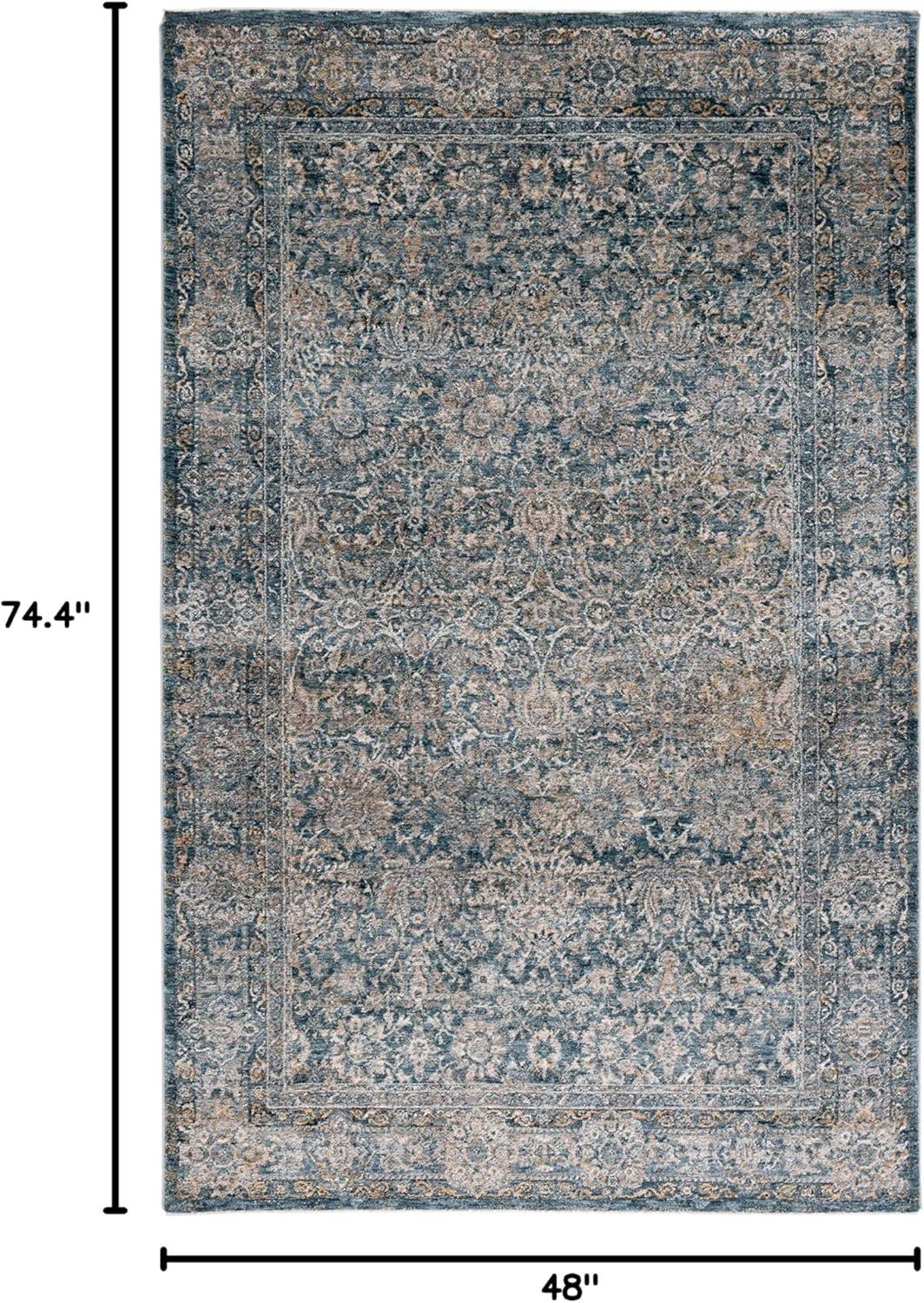 Valencia Blue Hand-Knotted Synthetic Area Rug