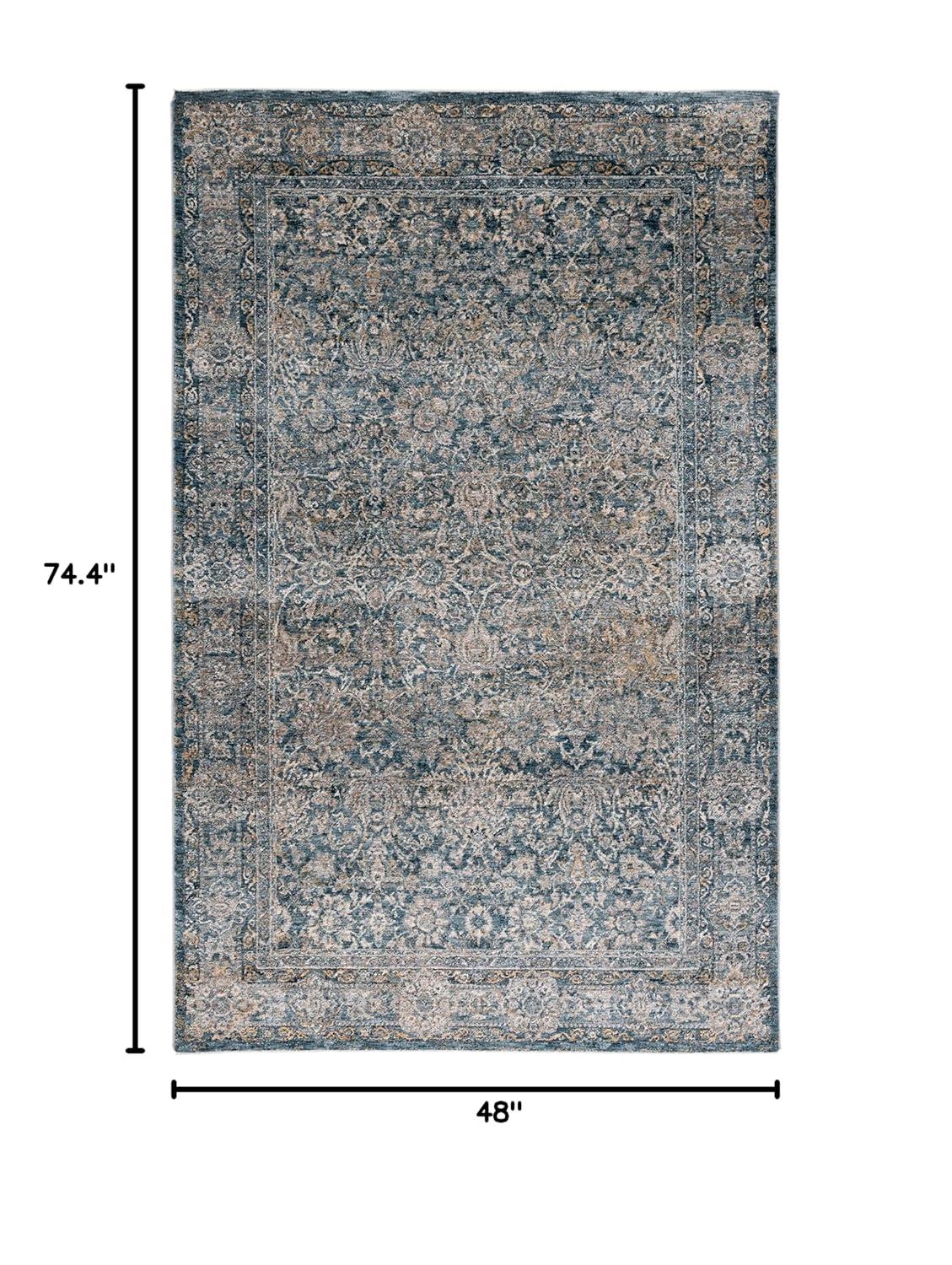 Valencia VAL570 Power Loomed Area Rug - Dark Blue/Yellow - 4'x6'2" - Safavieh.