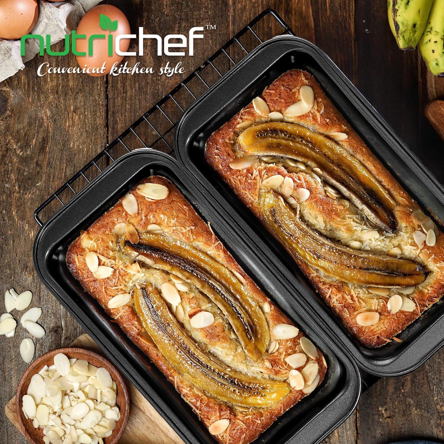 NutriChef Non-Stick Loaf Pan - Deluxe Nonstick Gray Coating Inside and Outside