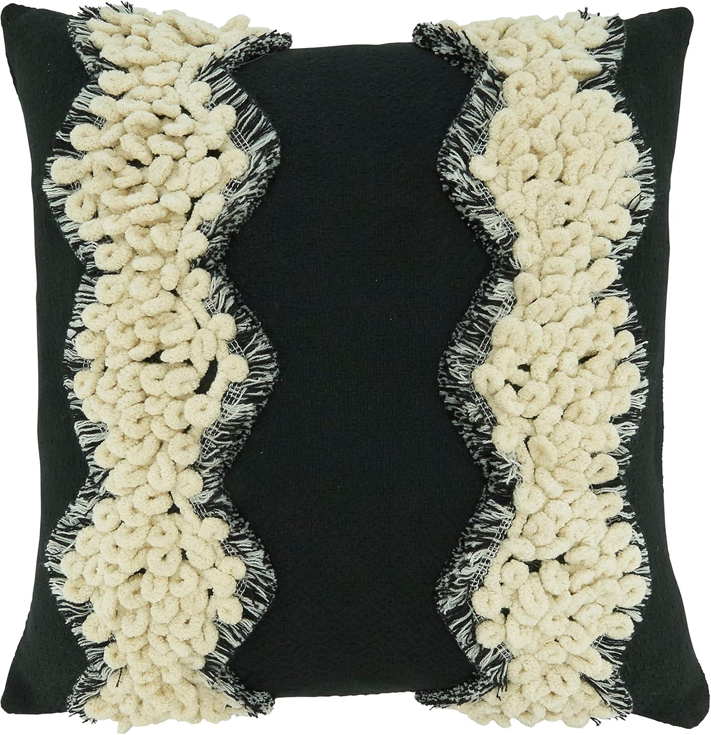 Saro Evelyn Collection Tassels Cotton Throw Pillow