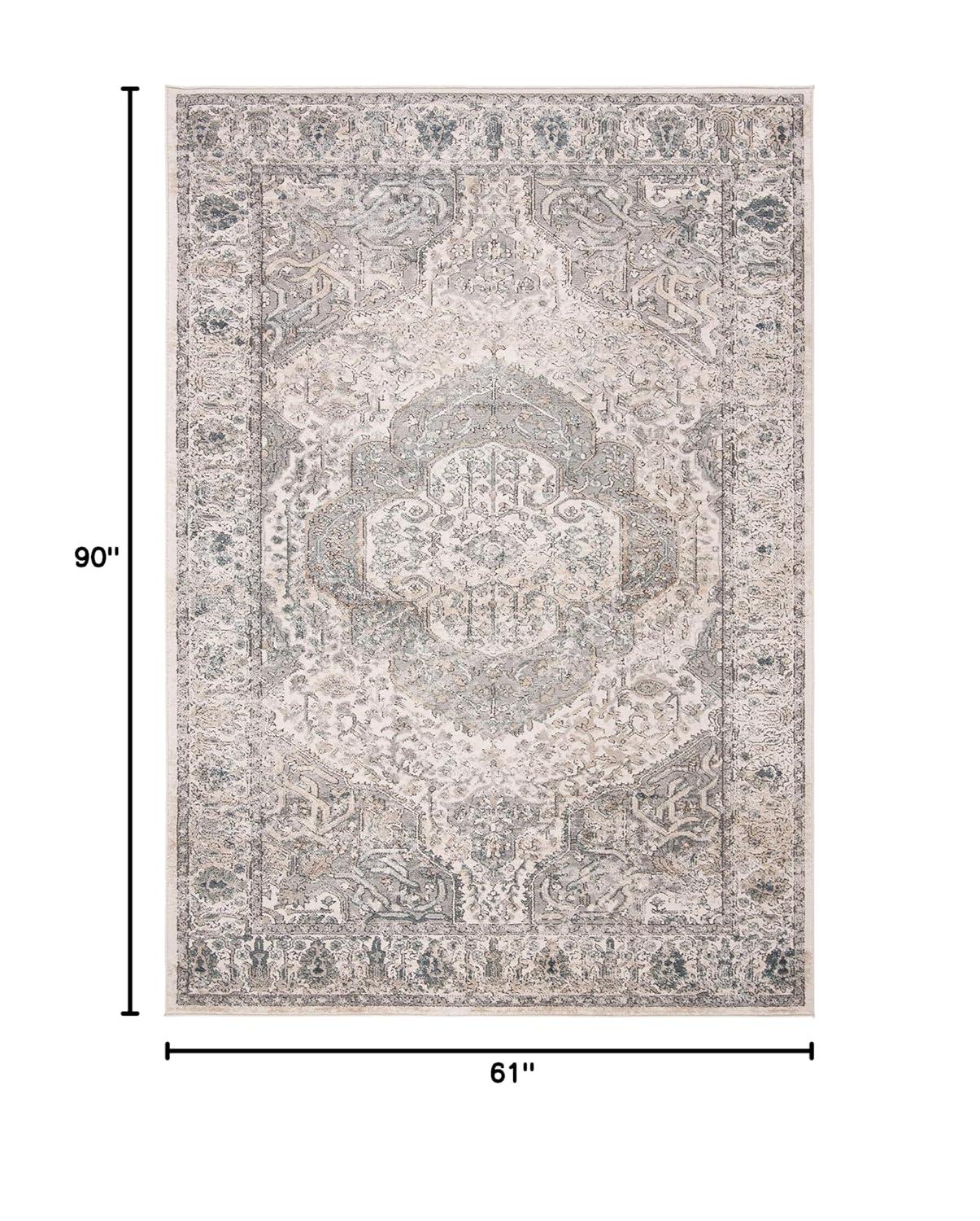 Martha Stewart Rancher Oregon - MSR867 - Indoor Power Loomed Area Rugs - Ivory/Grey - 5'1"x7'6"