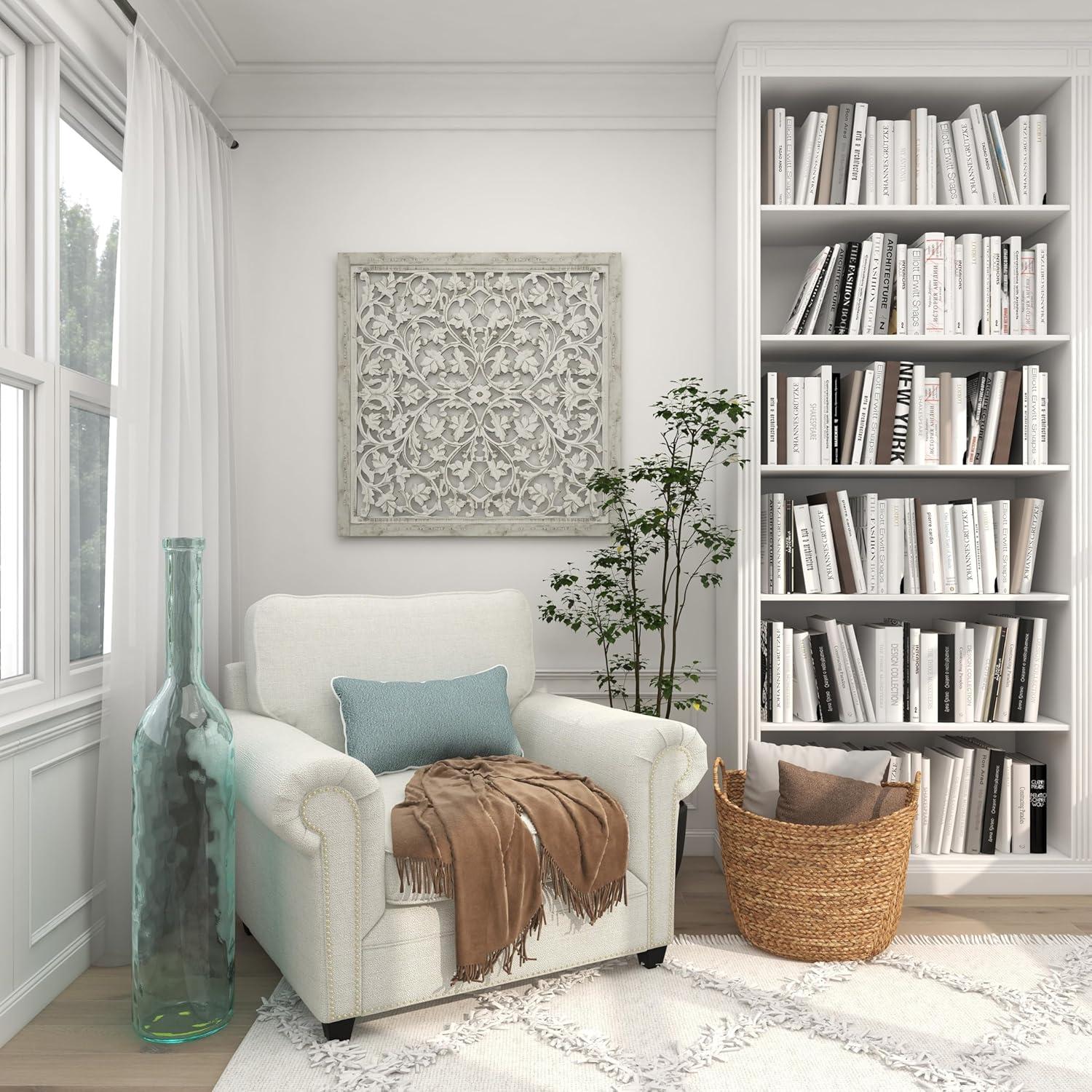 Deco 79 Seagrass Handmade Decorative and Functional Storage Basket Large Woven Basket Organizer with Ring Handles, Basket for Storage 20" x 18" x 19", Brown