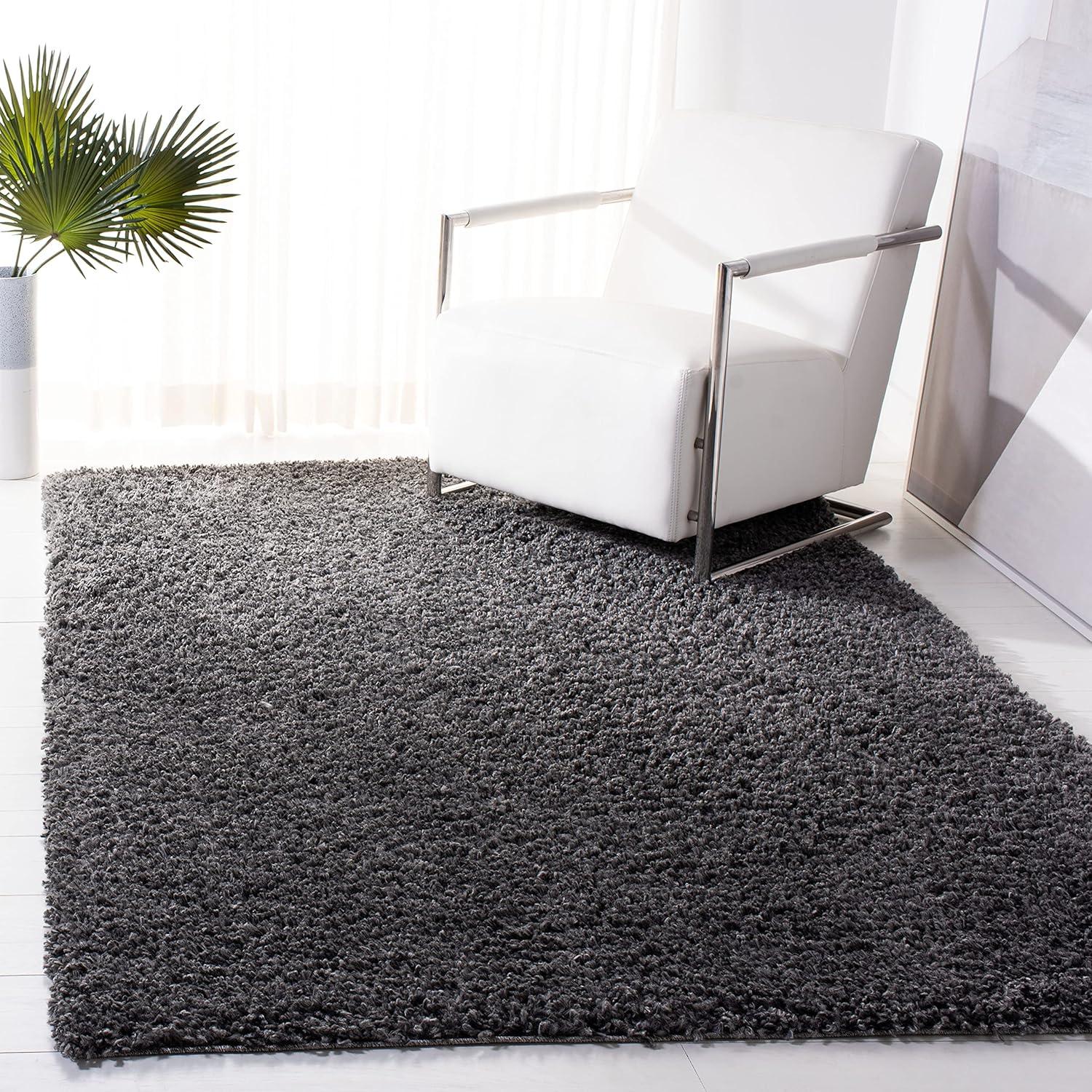 August Shag AUG200 Power Loomed Indoor Area Rug - Charcoal - 5'3"x7'6" - Safavieh