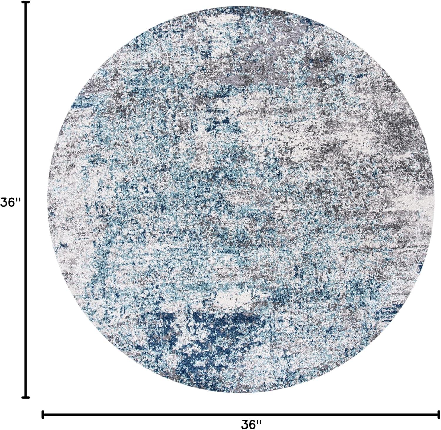 Aston ASN705 Power Loomed Indoor Accent Rug - Light Blue/Grey - 3' Round - Safavieh