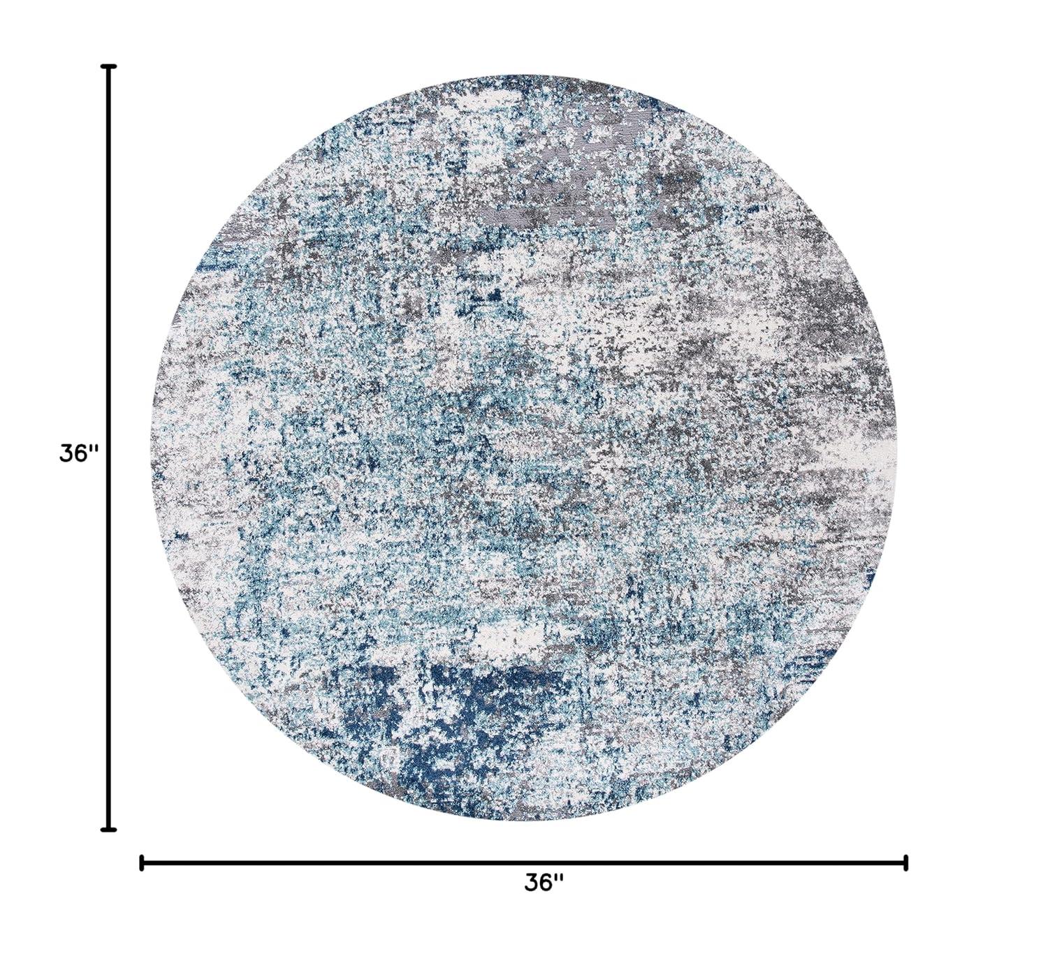 Aston ASN705 Power Loomed Indoor Accent Rug - Light Blue/Grey - 3' Round - Safavieh