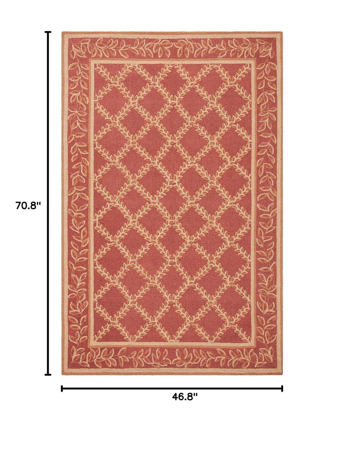 SAFAVIEH Chelsea Alecia Geometric Borders Wool Area Rug, Rust/Gold, 3'9" x 5'9"